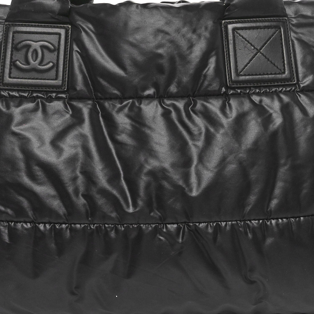 Nylon Quilted Medium Coco Cocoon Reversible Tote Black