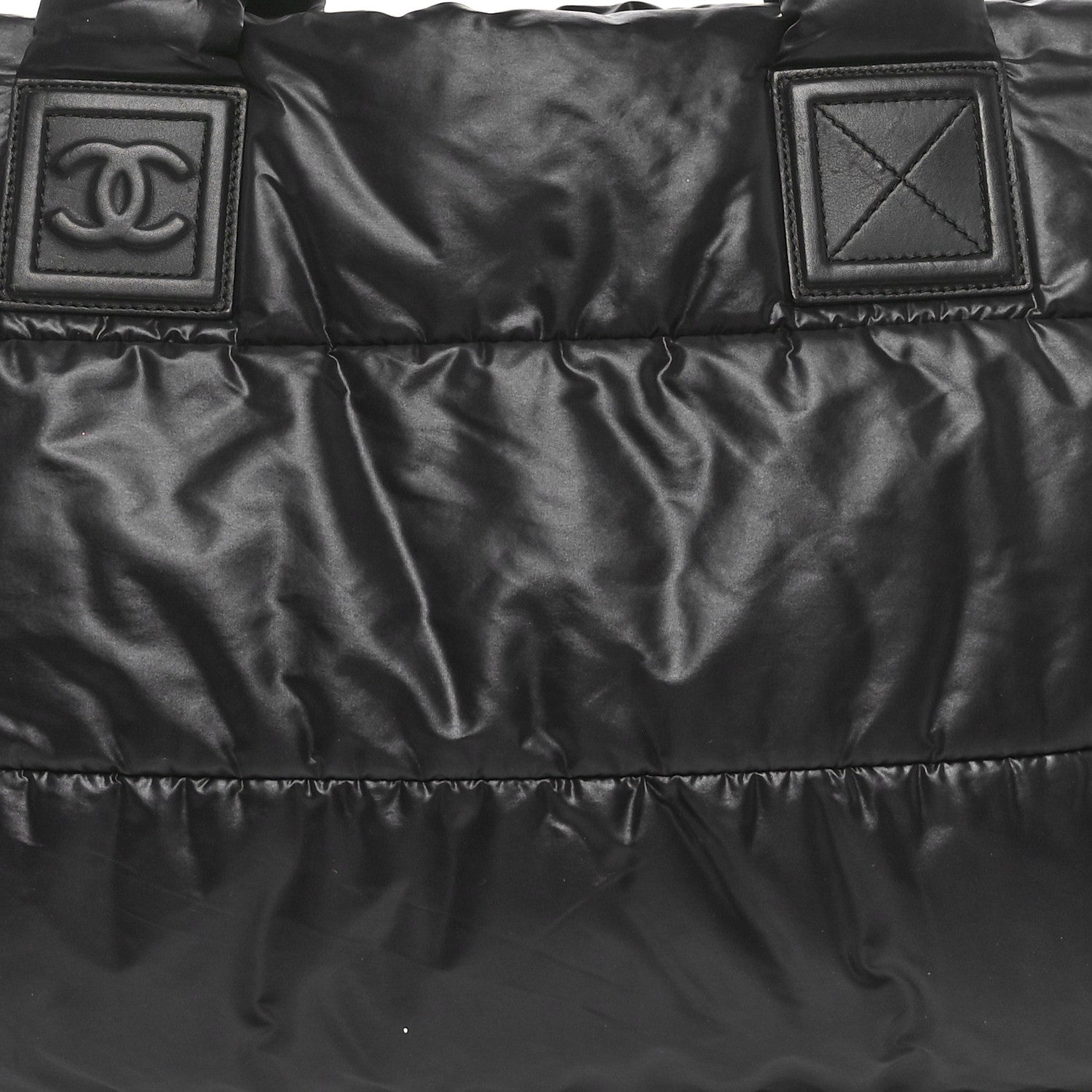 Nylon Quilted Medium Coco Cocoon Reversible Tote Black