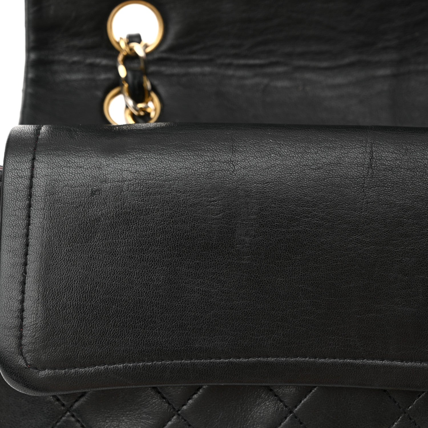 Lambskin Quilted Medium Double Flap Black