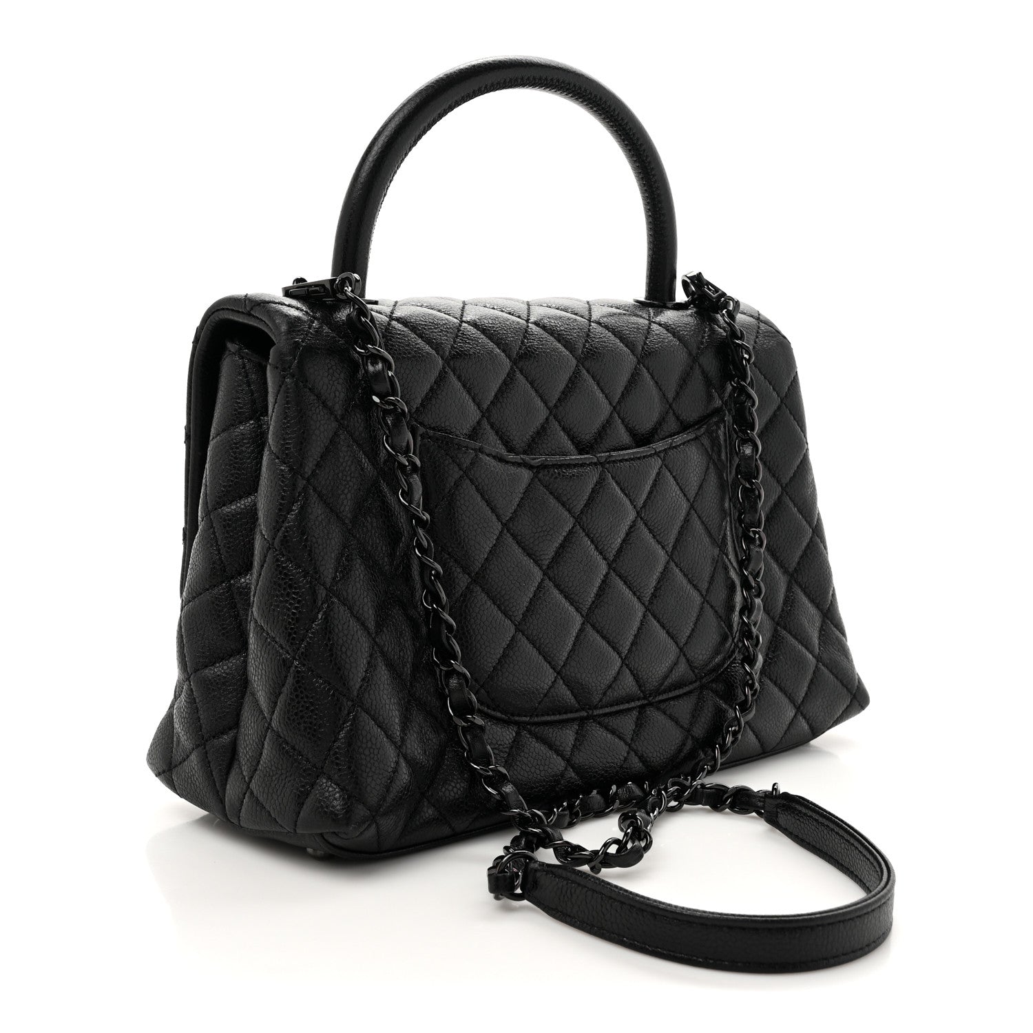 Caviar Quilted Small Coco Handle Flap So Black