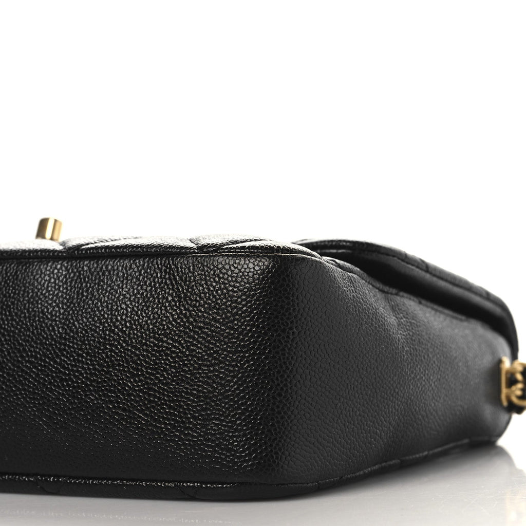 Shiny Caviar Quilted Large Chain Melody Flap Black