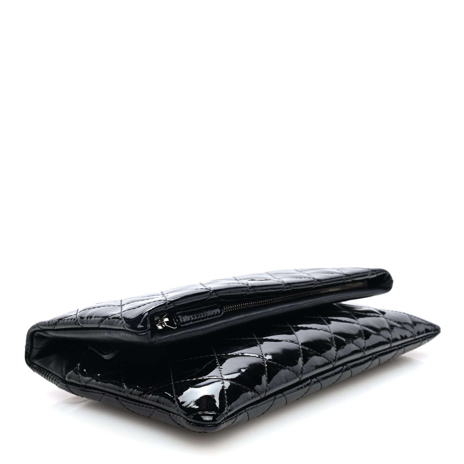 Patent Calfskin Quilted Beauty CC Clutch Black