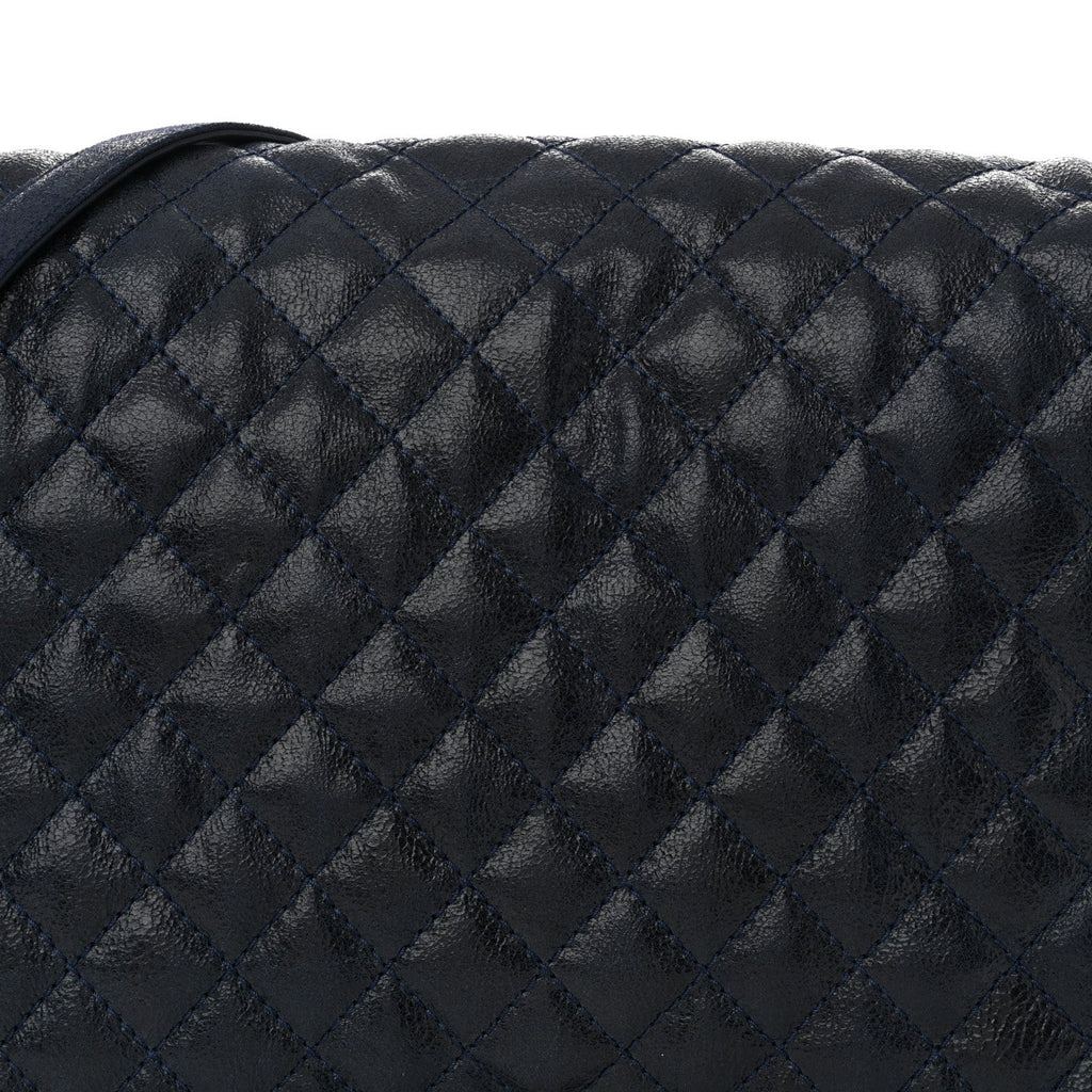 Iridescent Calfskin Quilted XL Gentle Boy Flap Blue