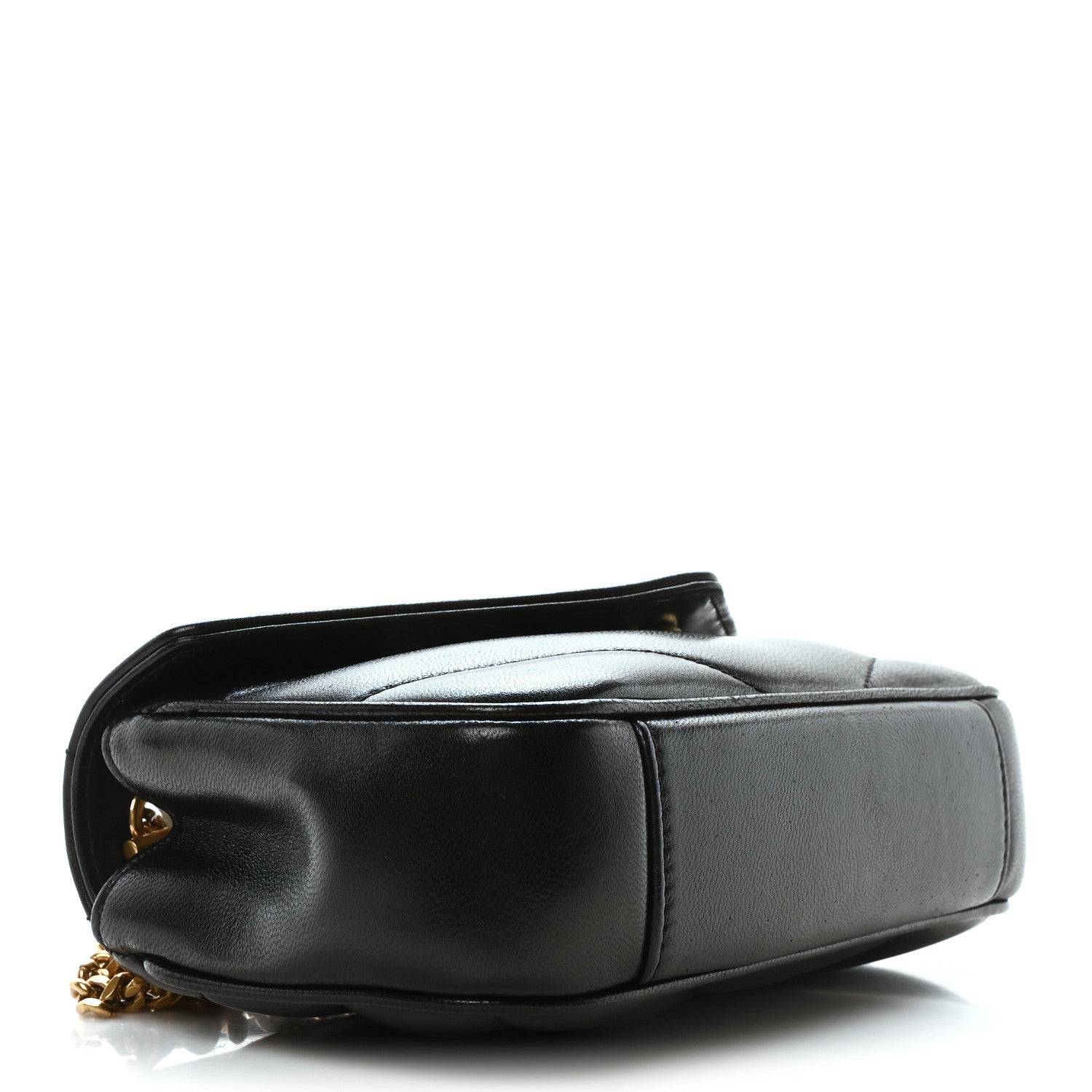 Lambskin Chevron Quilted Mini Loulou Bag Black