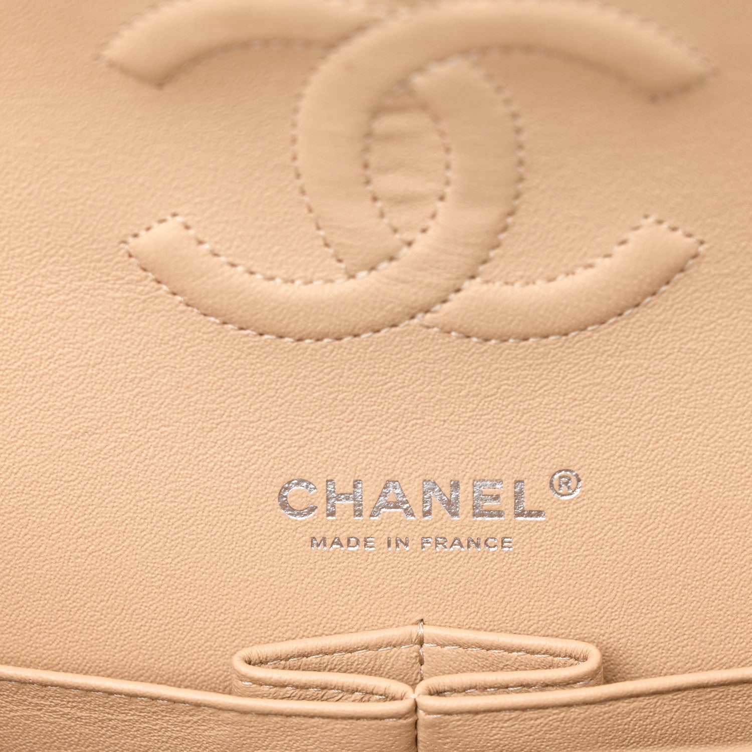 Caviar Quilted Medium Double Flap Beige