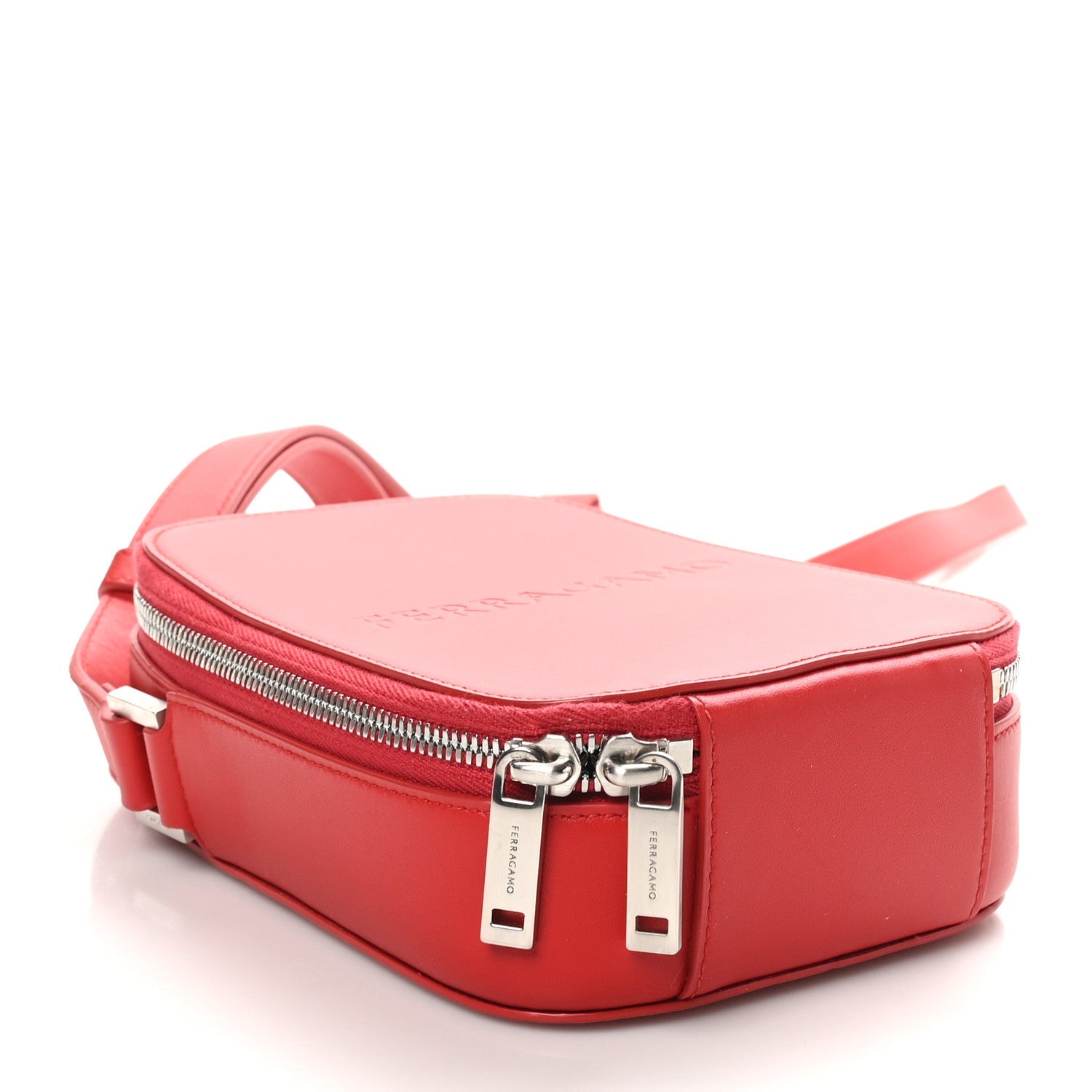 Calfskin Logo Embossed Crossbody Bag Flame Red