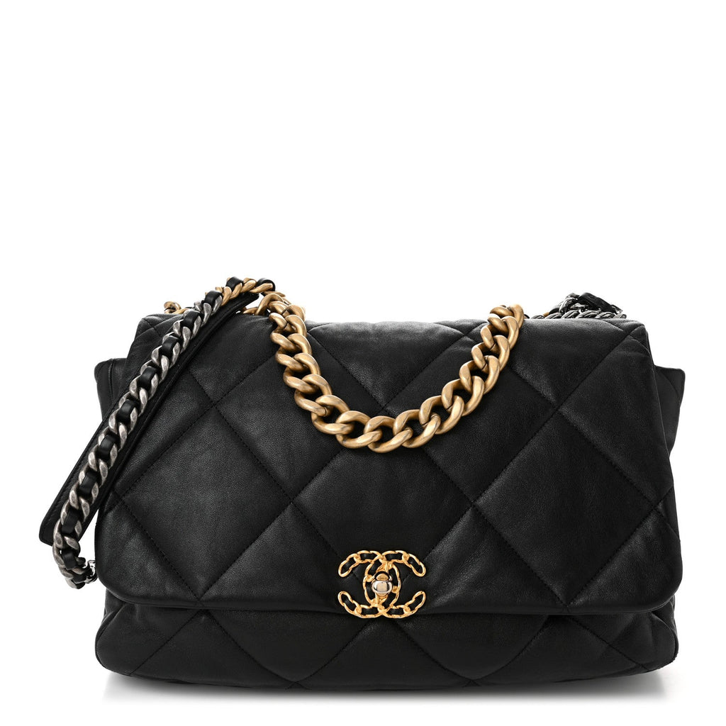 Lambskin Quilted Maxi Chanel 19 Flap Black