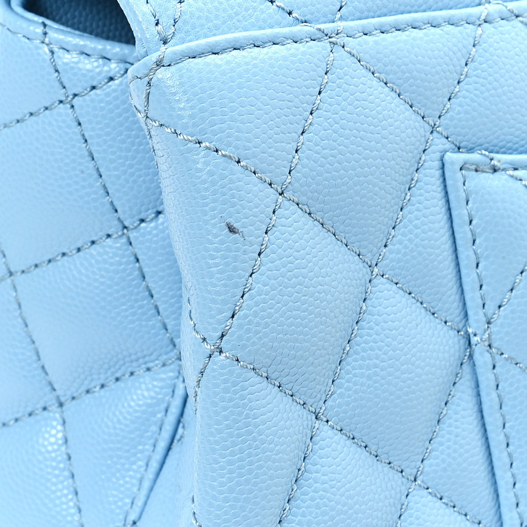 Caviar Quilted Small Coco Chain Handle Flap Blue