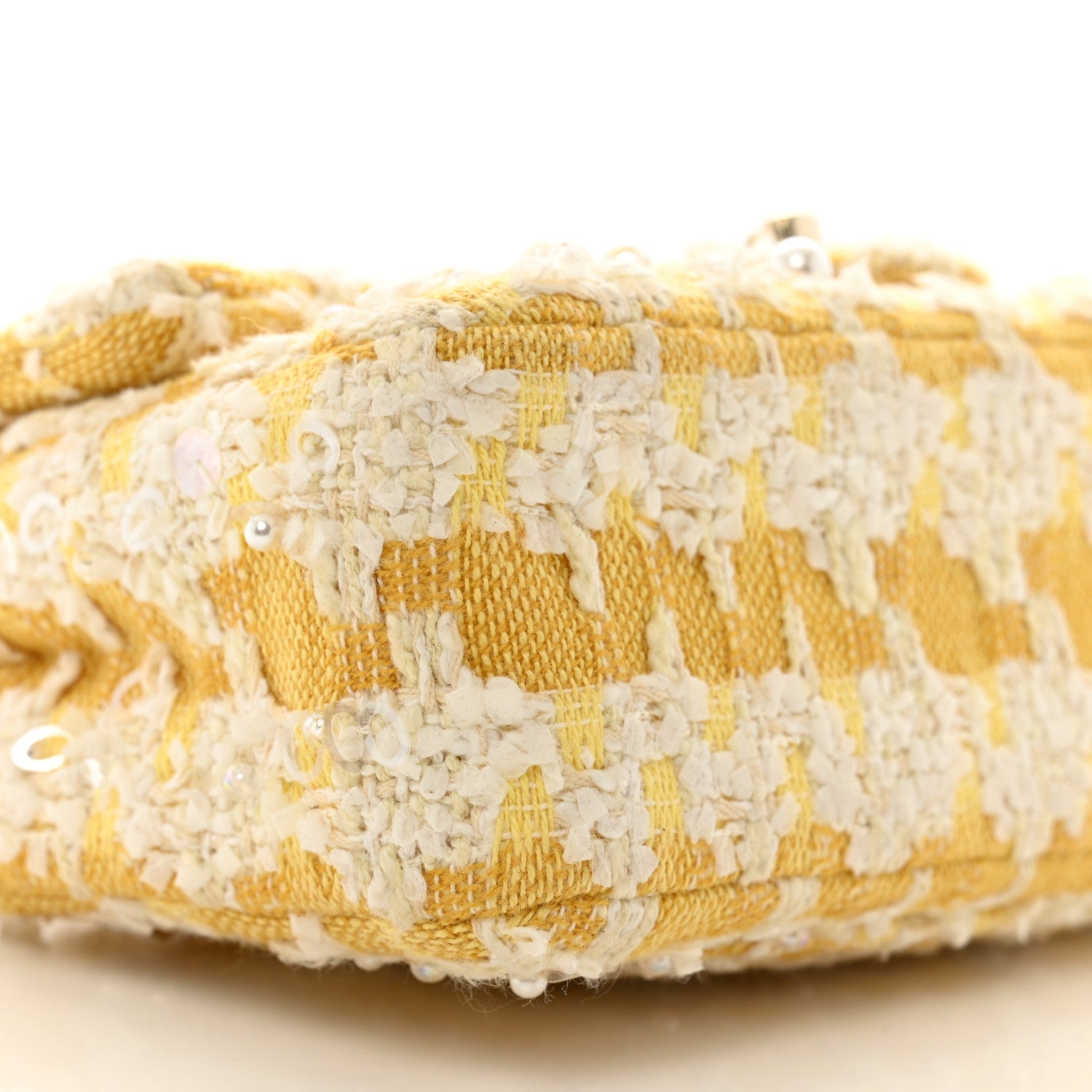 Tweed Beaded Mini Rectangular Flap Yellow White