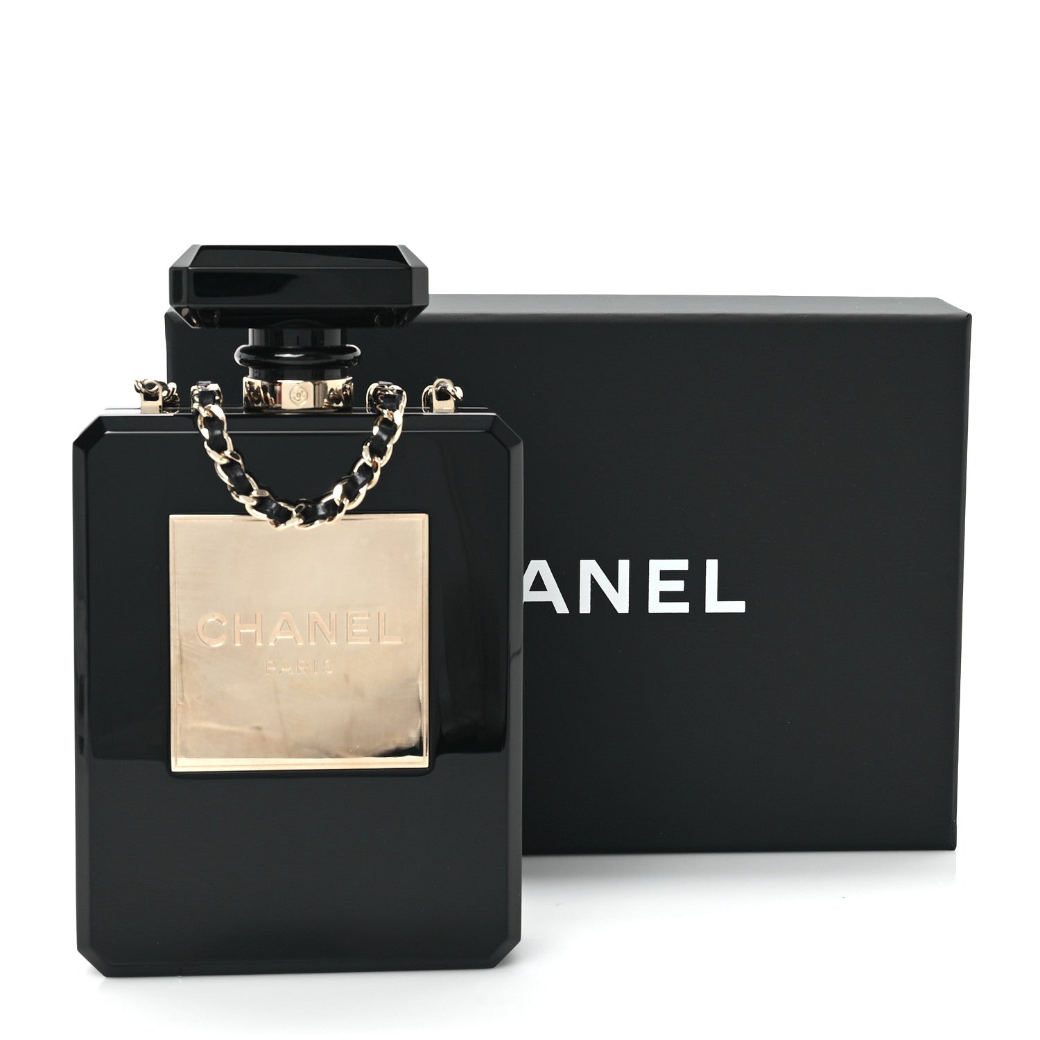 Plexiglass Perfume Bottle Clutch Black