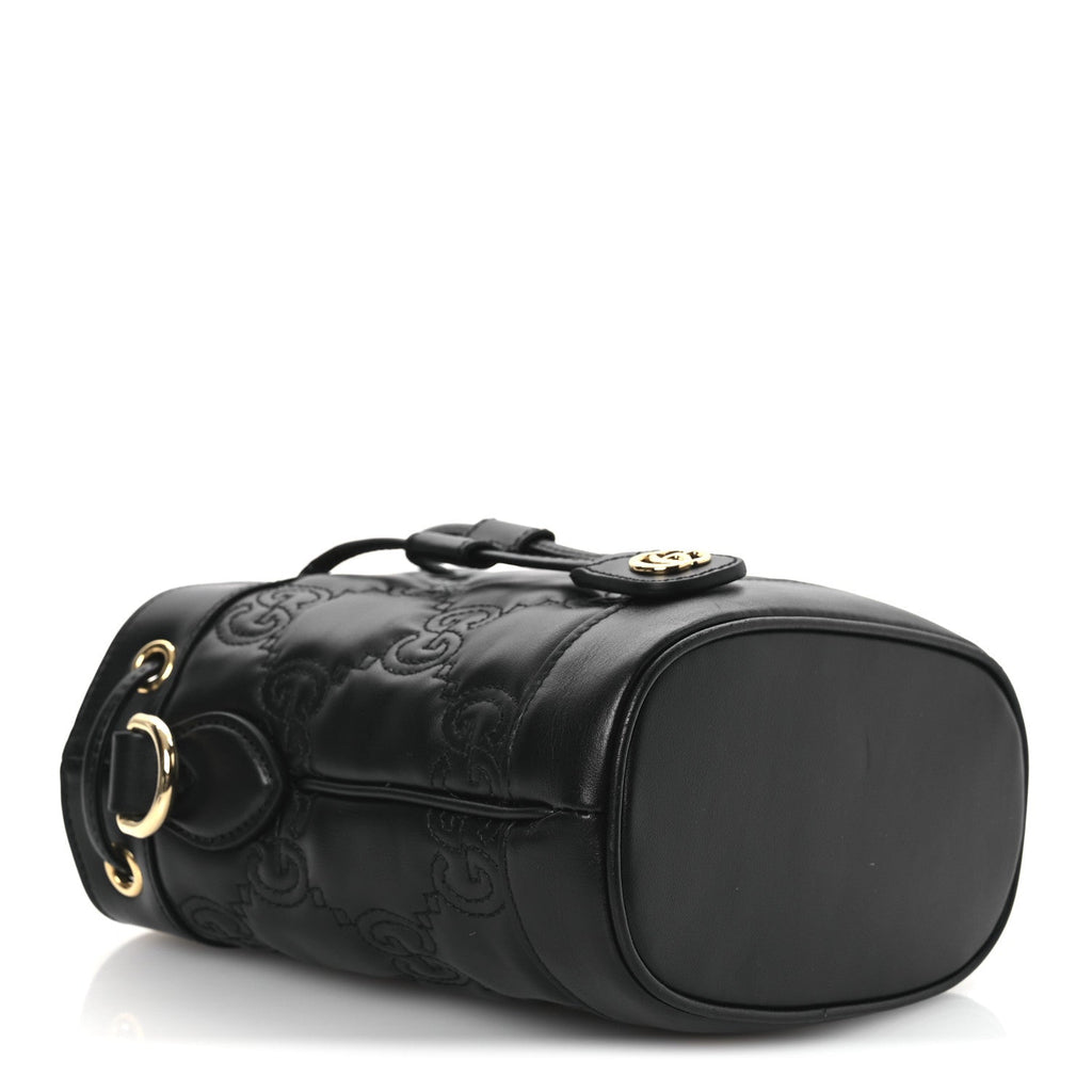 Calfskin GG Matelasse Bucket Bag Black