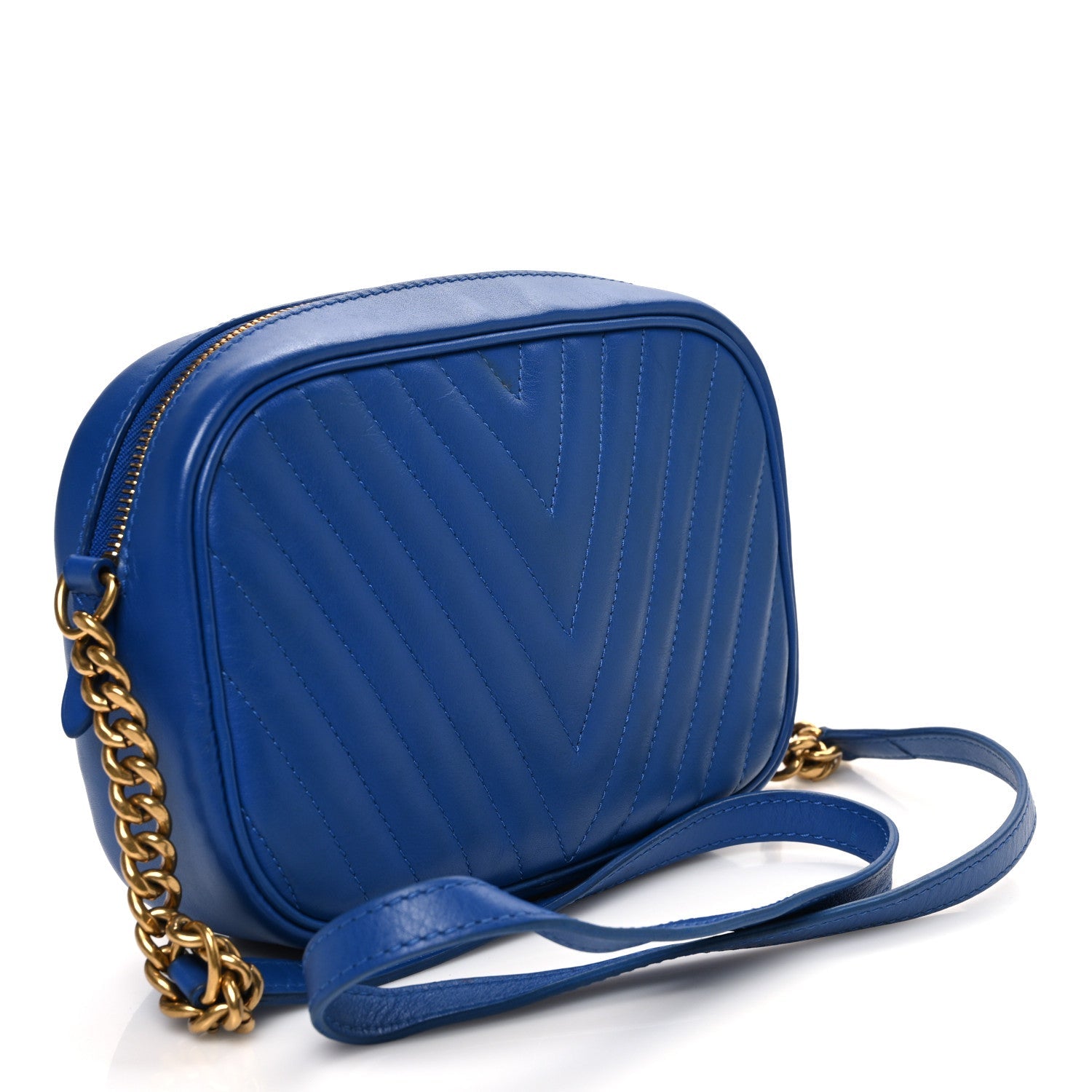 Calfskin New Wave Camera Bag Bleu Neon