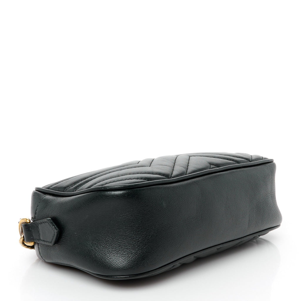 Calfskin Matelasse Small GG Marmont Chain Shoulder Bag Black
