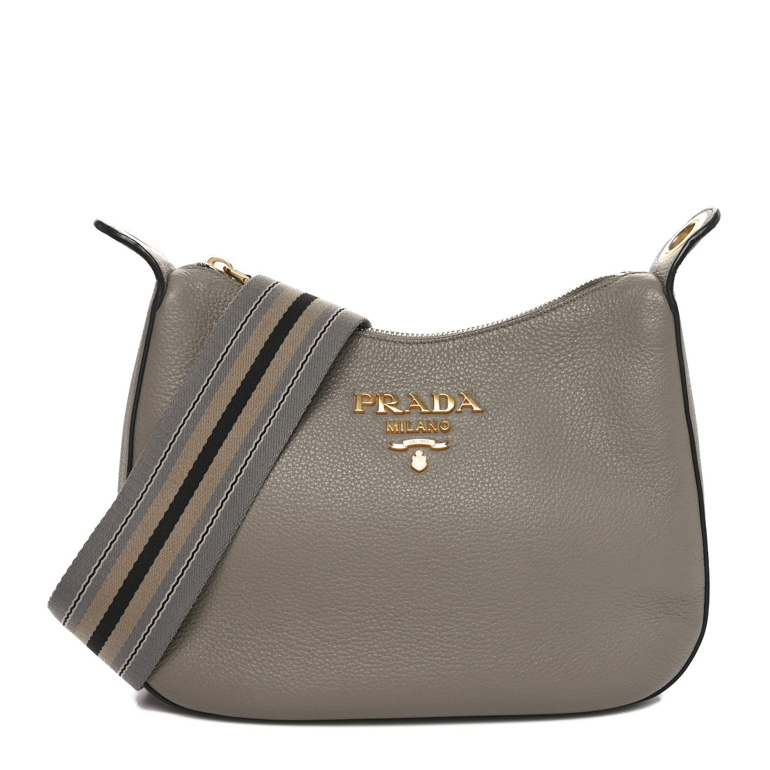 Vitello Daino Soft Zippered Messenger Hobo Argilla