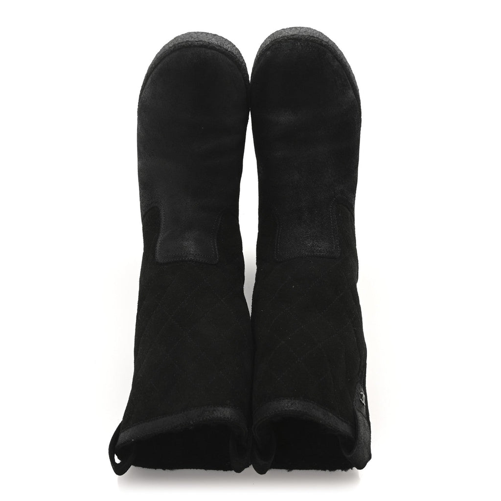 Suede Quilted High Boots 40 Black