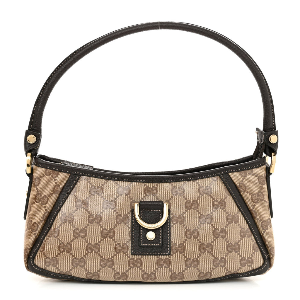 Crystal Monogram Small D Ring Gold Hobo Brown