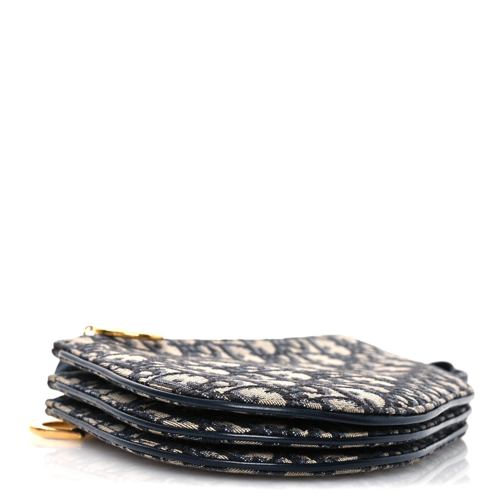Oblique Saddle Pouch With Strap Navy Blue