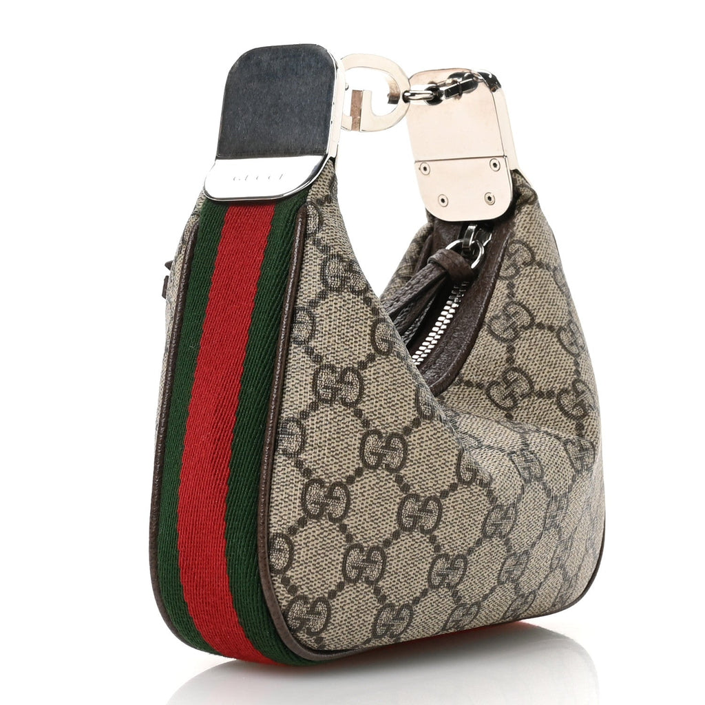GG Supreme Monogram Textured Dollar Calfskin Web Mini Attache Bag Beige Ebony New Acero