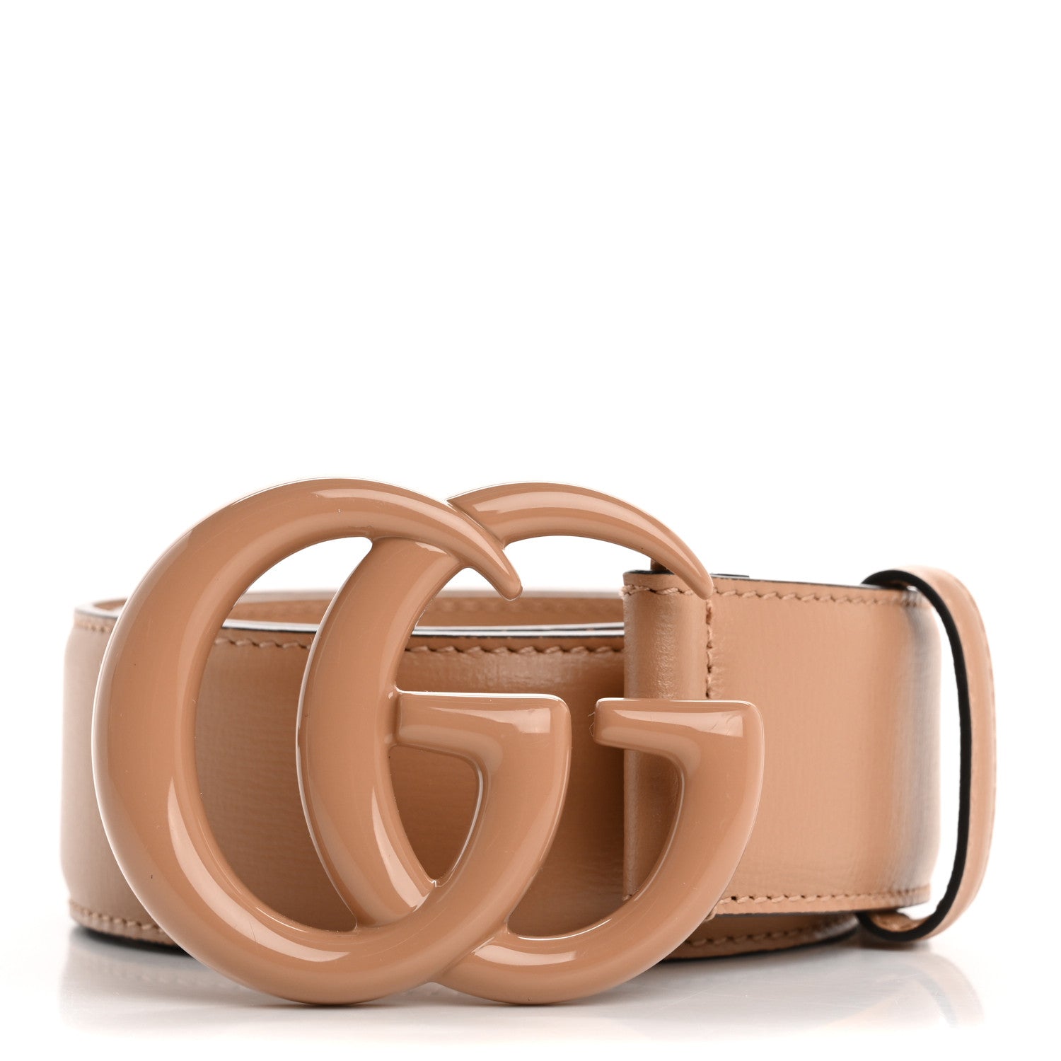Azalea Calfskin Enamel Monochrome Double G 40mm Belt 80 32 Camelia