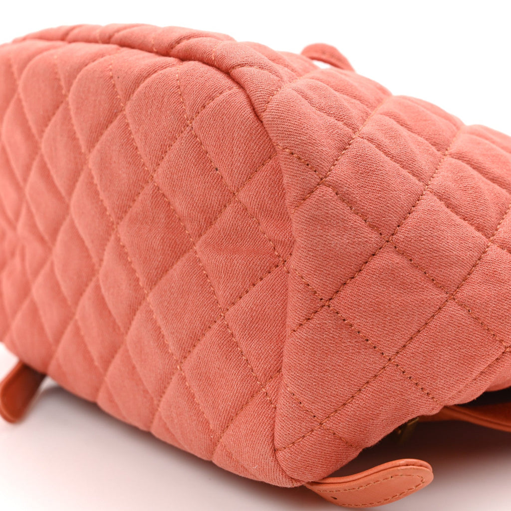 Washed Denim Quilted Small Urban Spirit Backpack Orange