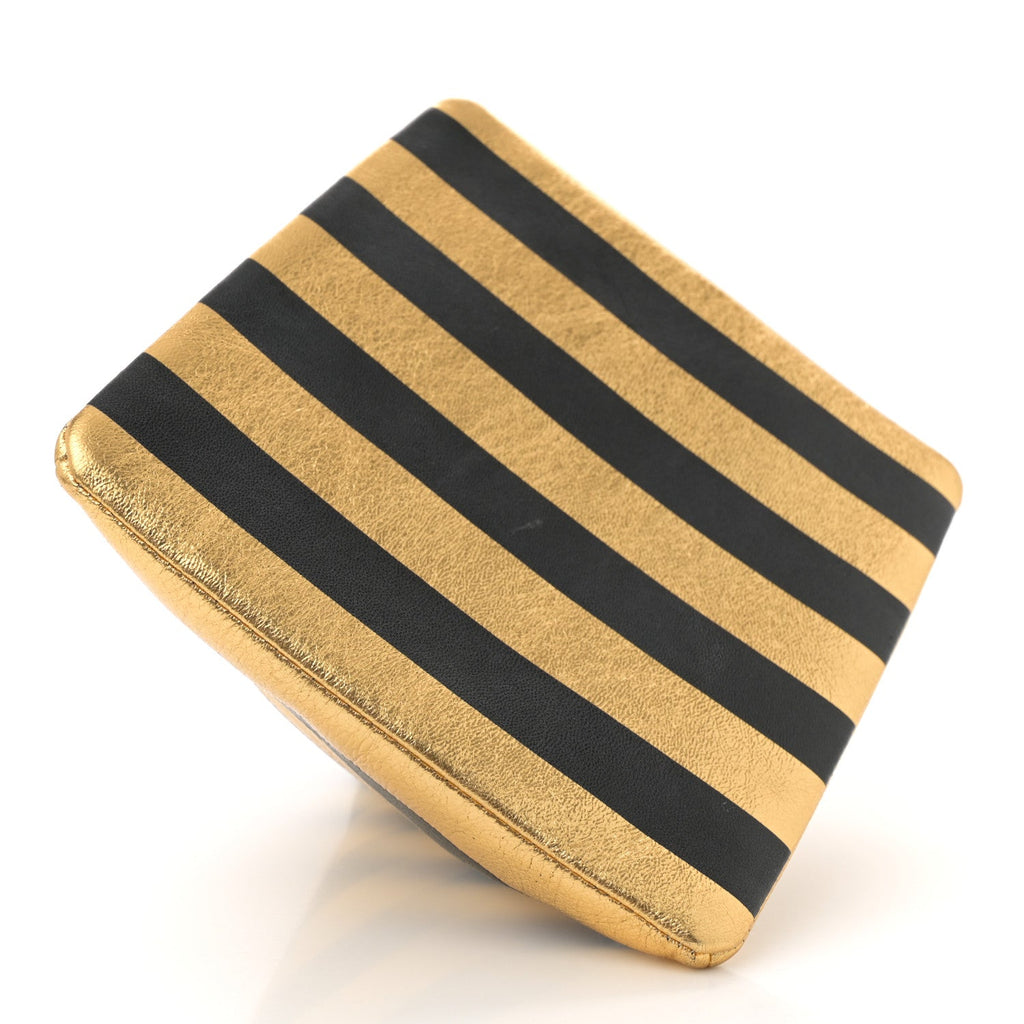 Metallic Lambskin CC Kheops Pyramid Bag Gold Black