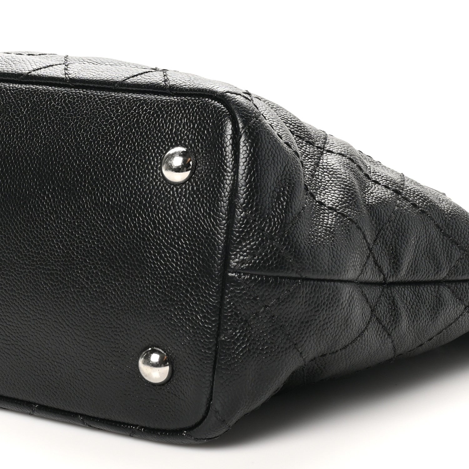 Grained Calfskin Quilted Small Daily Shopping Tote Black