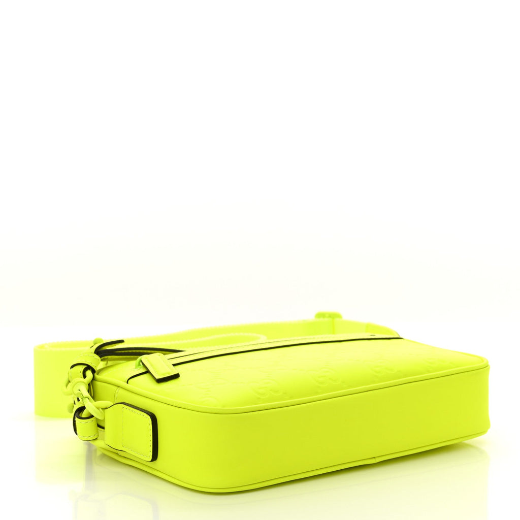 Rubber Effect Monogram GG Crossbody Bag Fluorescent Yellow