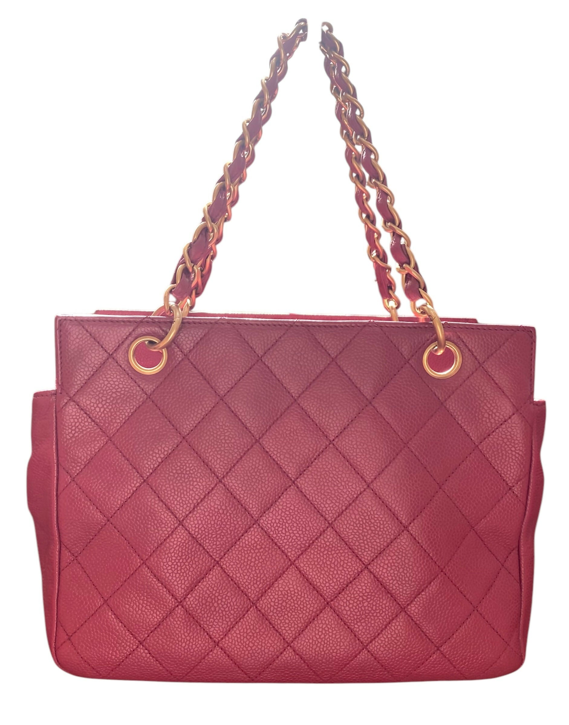 Chanel PPT Pink Raspberry Quilted Caviar Leather Petite Timeless Shopping Tote Bag