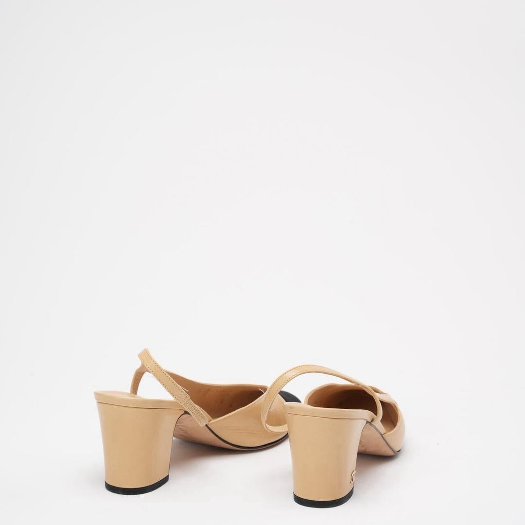 Chanel Black / Beige Cap Toe Slingback 39.5