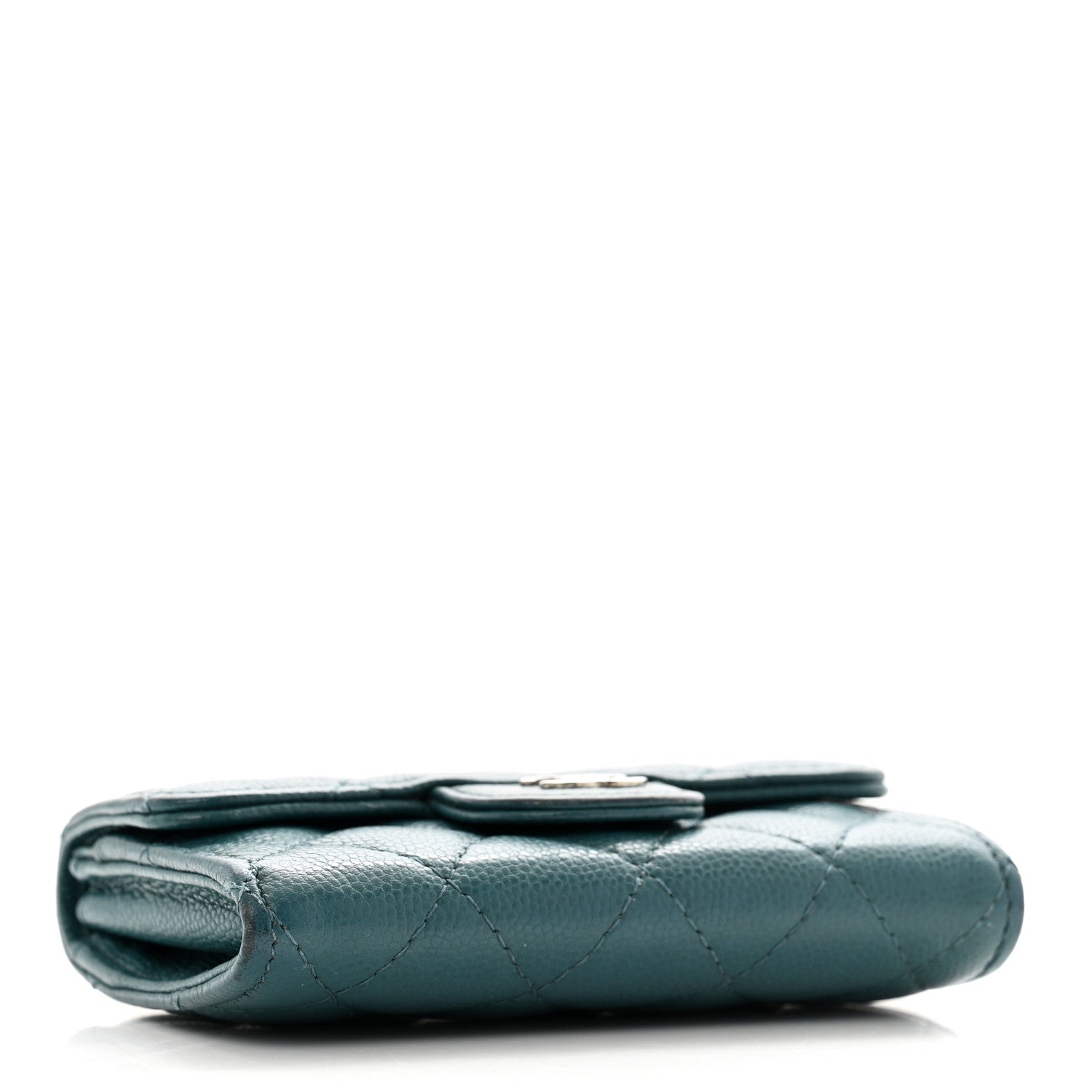 Caviar Quilted Flap  Holder Turquoise