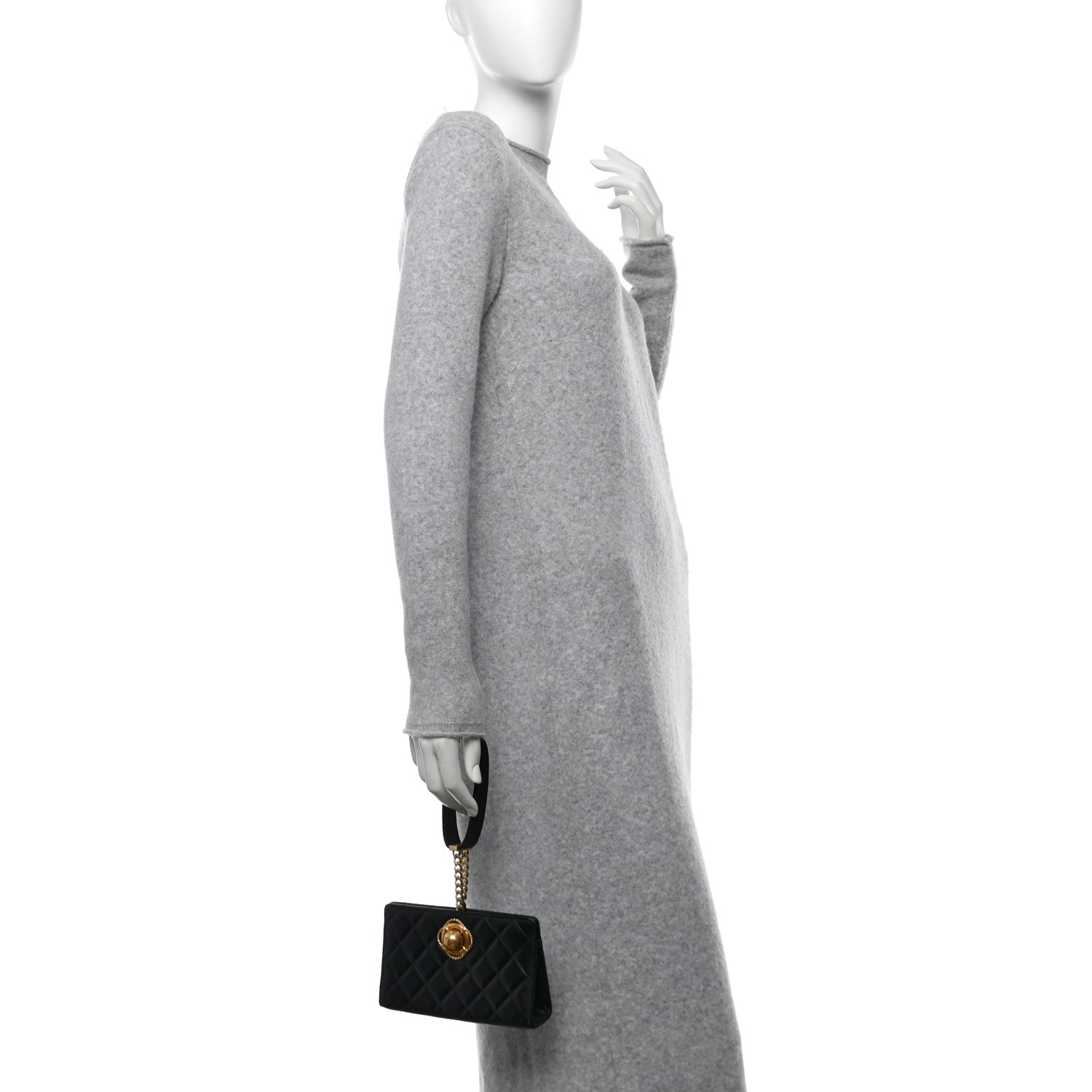 Lambskin Quilted Evening By The Sea Clutch Black