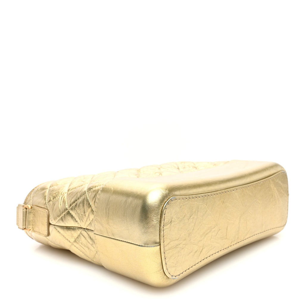 Metallic Aged Calfskin Quilted Medium Gabrielle Gold