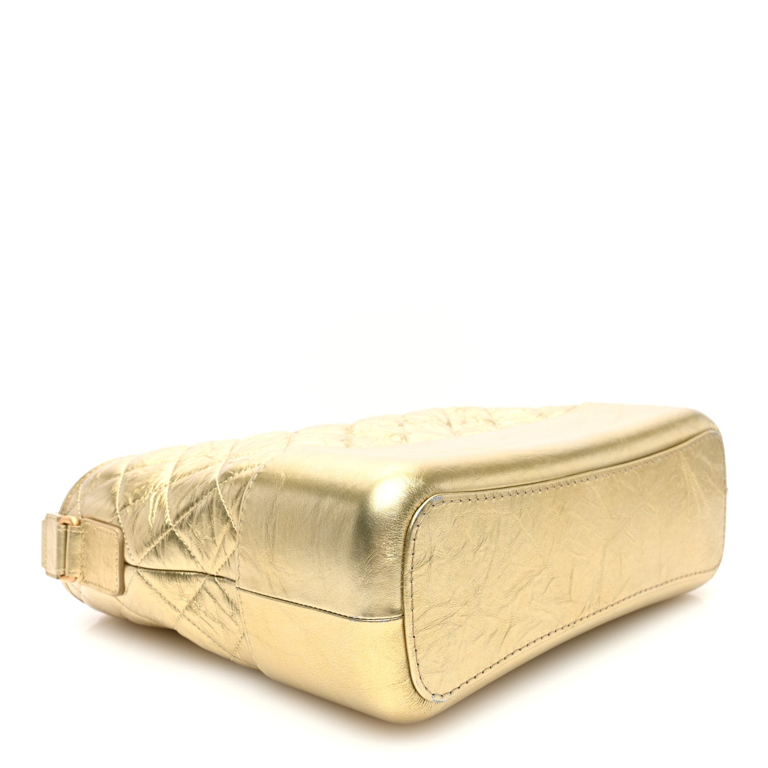 Metallic Aged Calfskin Quilted Medium Gabrielle Gold