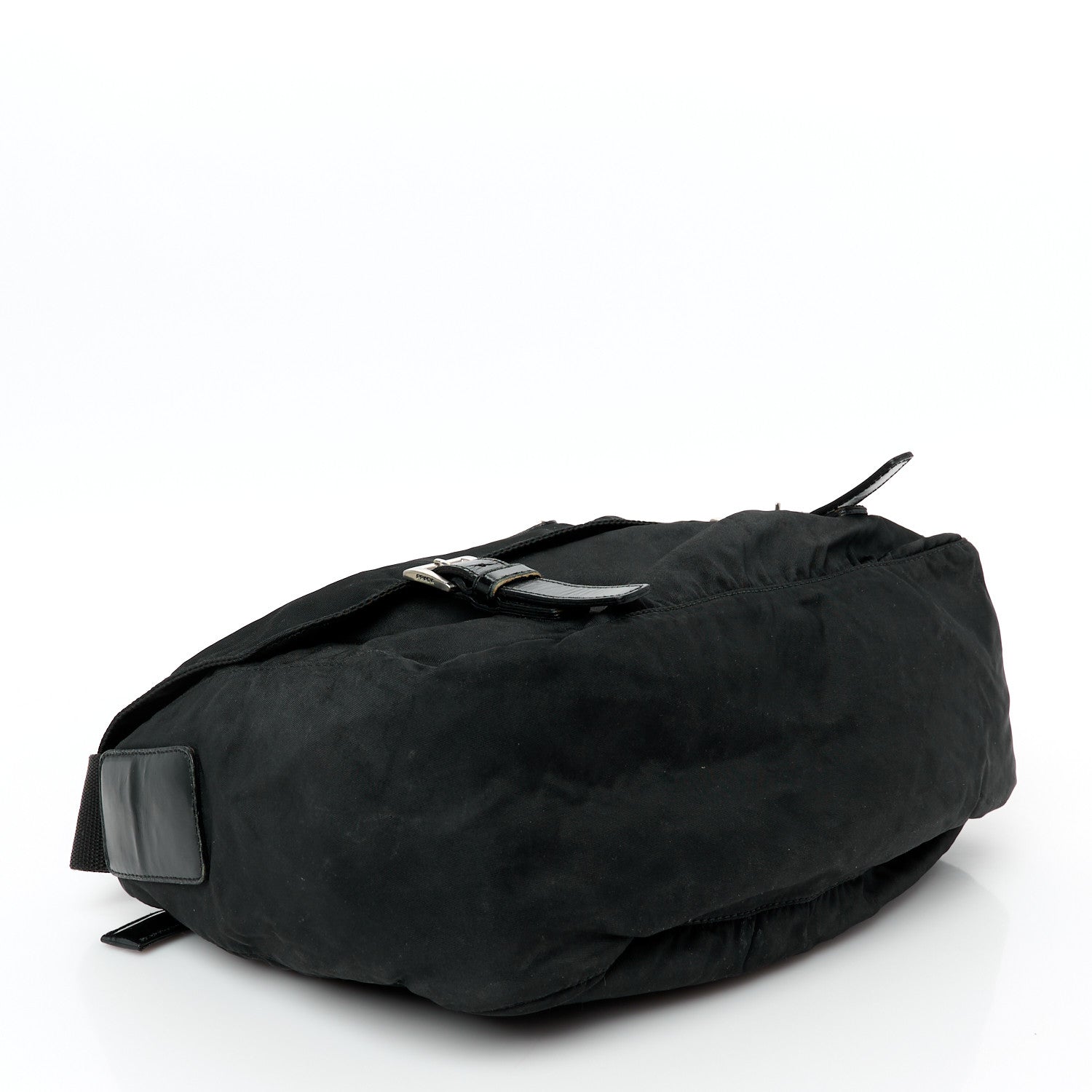 Nylon Soft Calfskin Vela Messenger Bag Black