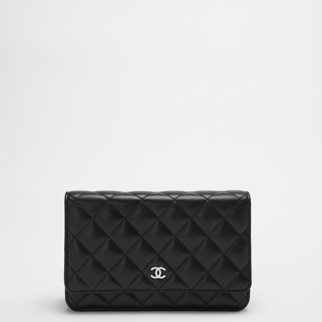 Chanel Wallet on Chain (WOC) Black Cross Body Bag Lambskin Leather Silver Hardware 2017