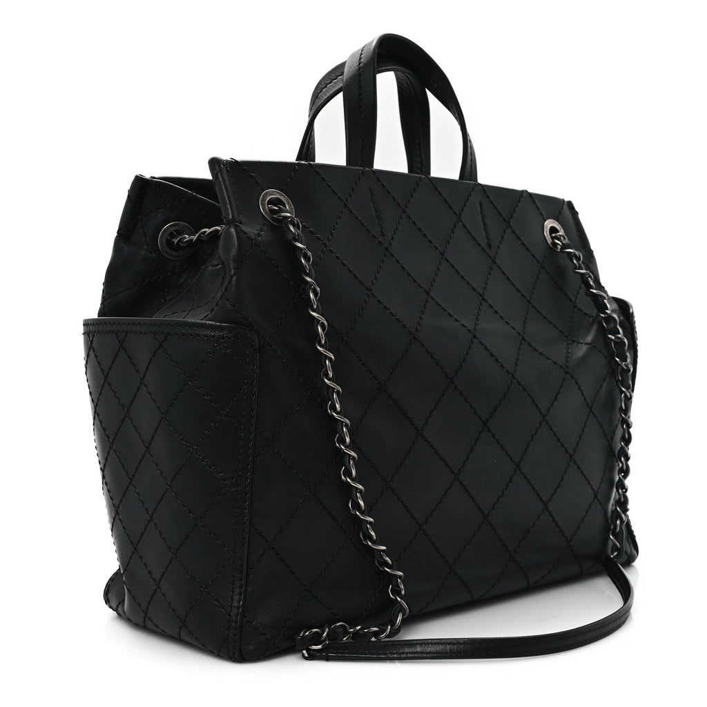 Calfskin CC Pocket Tote Black