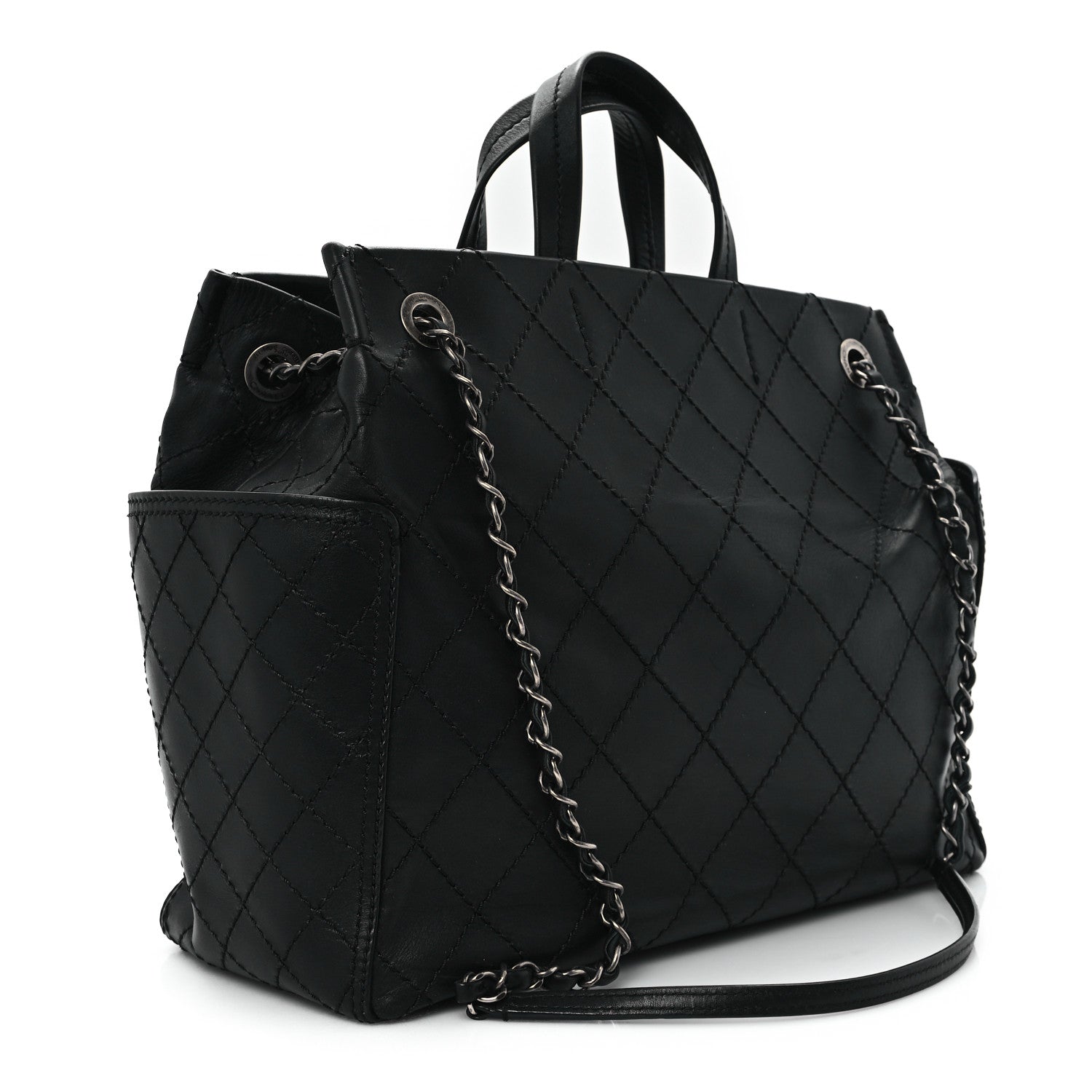 Calfskin CC Pocket Tote Black