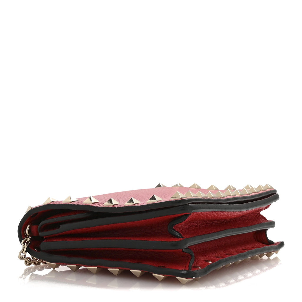 Vitello Rockstud Wallet On Chain Rouge Pur