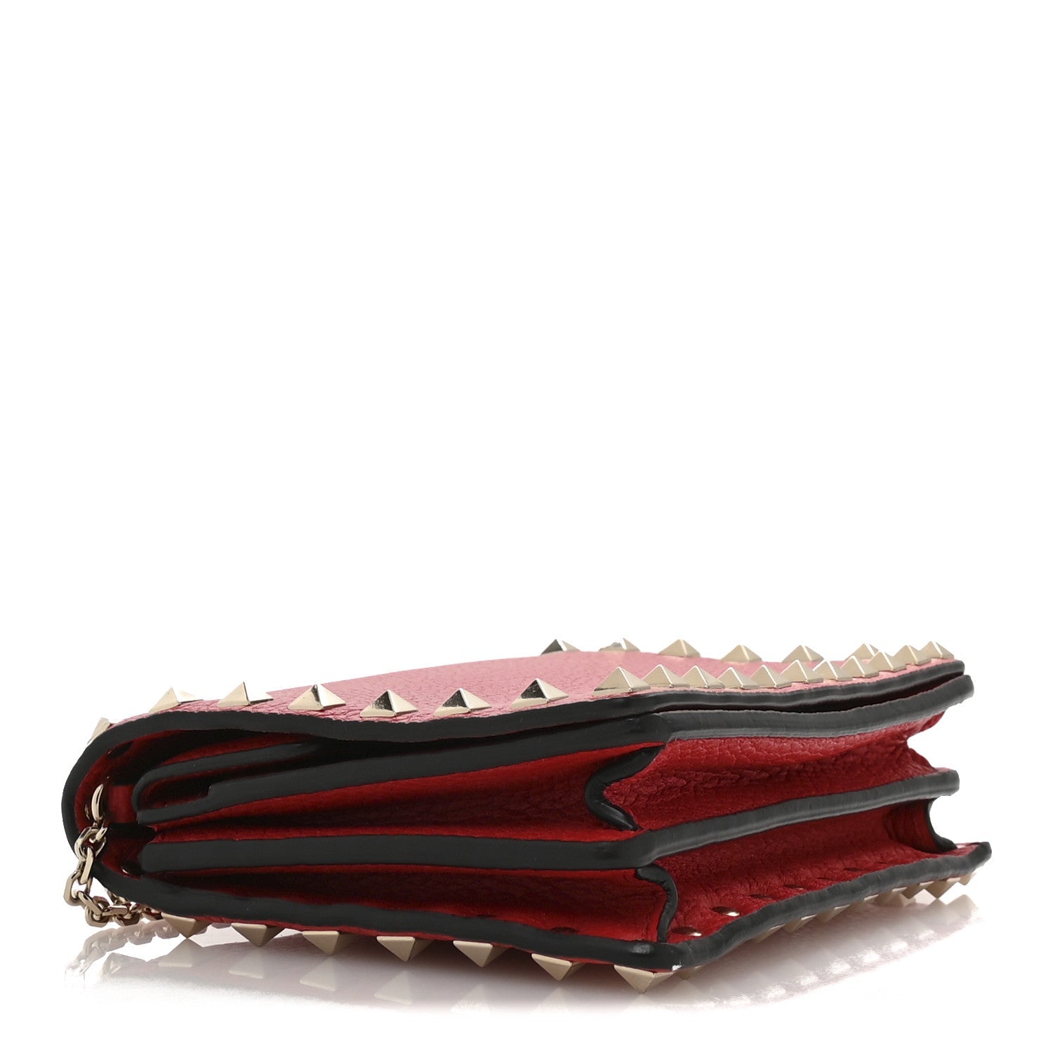 Vitello Rockstud Wallet On Chain Rouge Pur