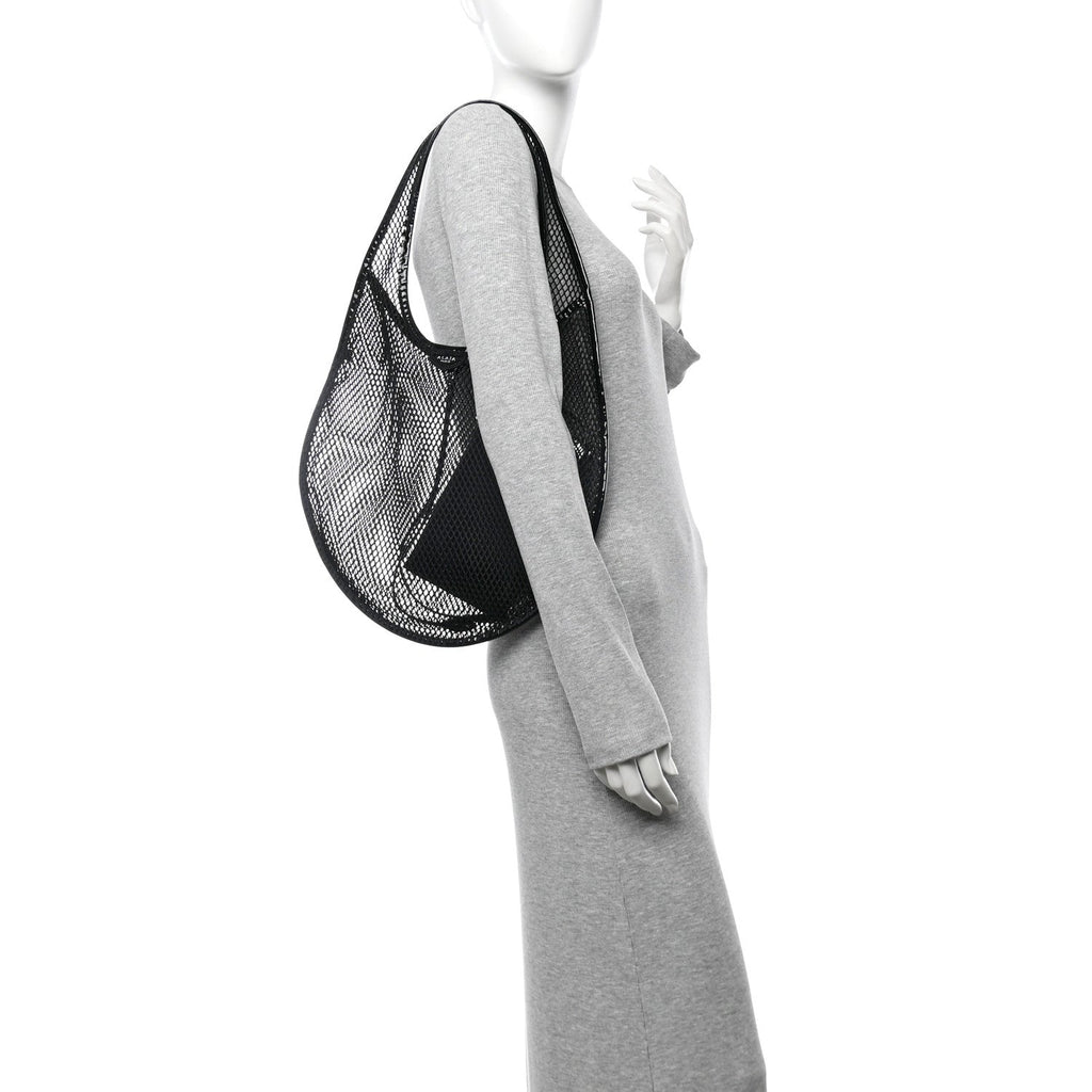 Fishnet Patent Calfskin Medium One Piece Bag Black