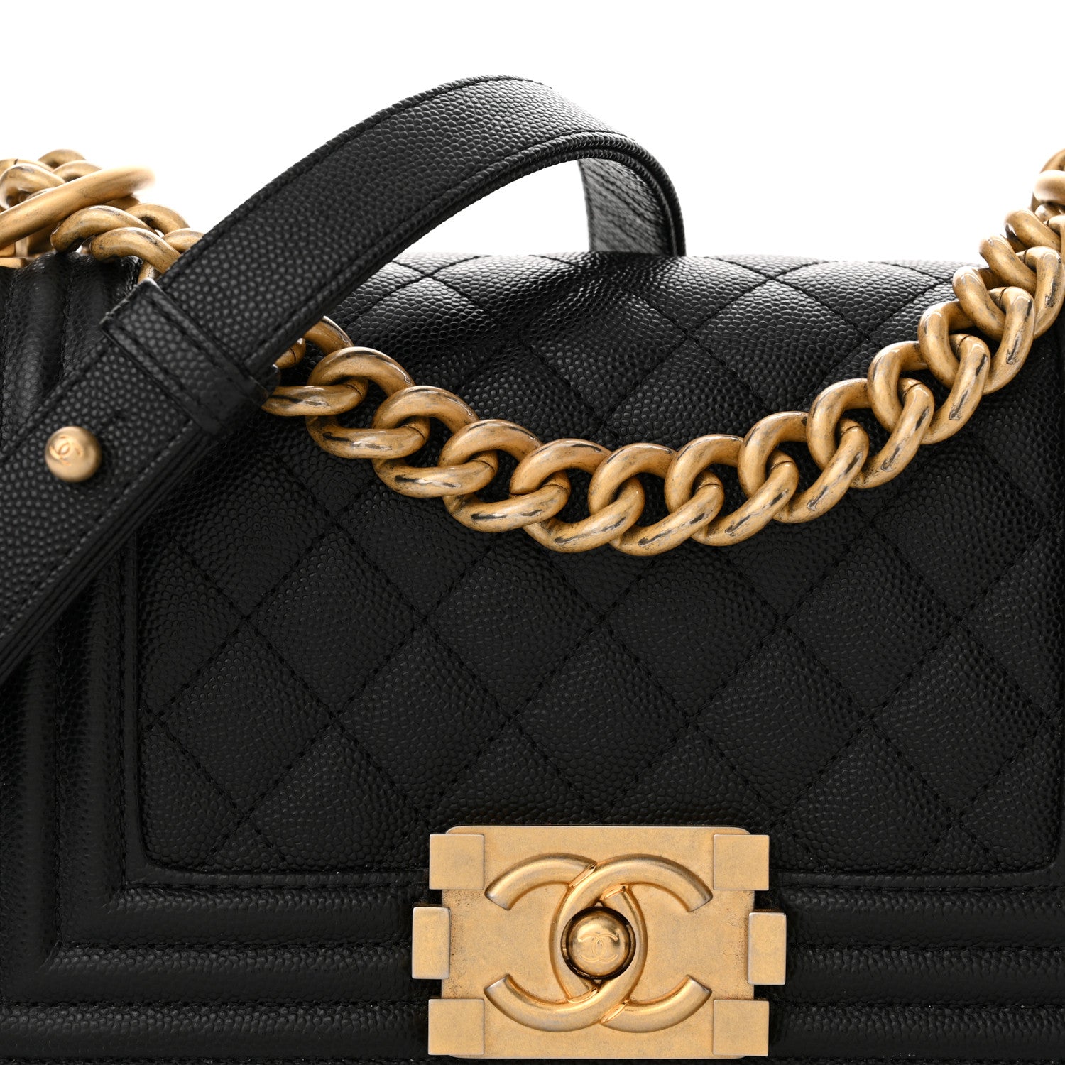 Caviar Quilted Small Boy Flap Black