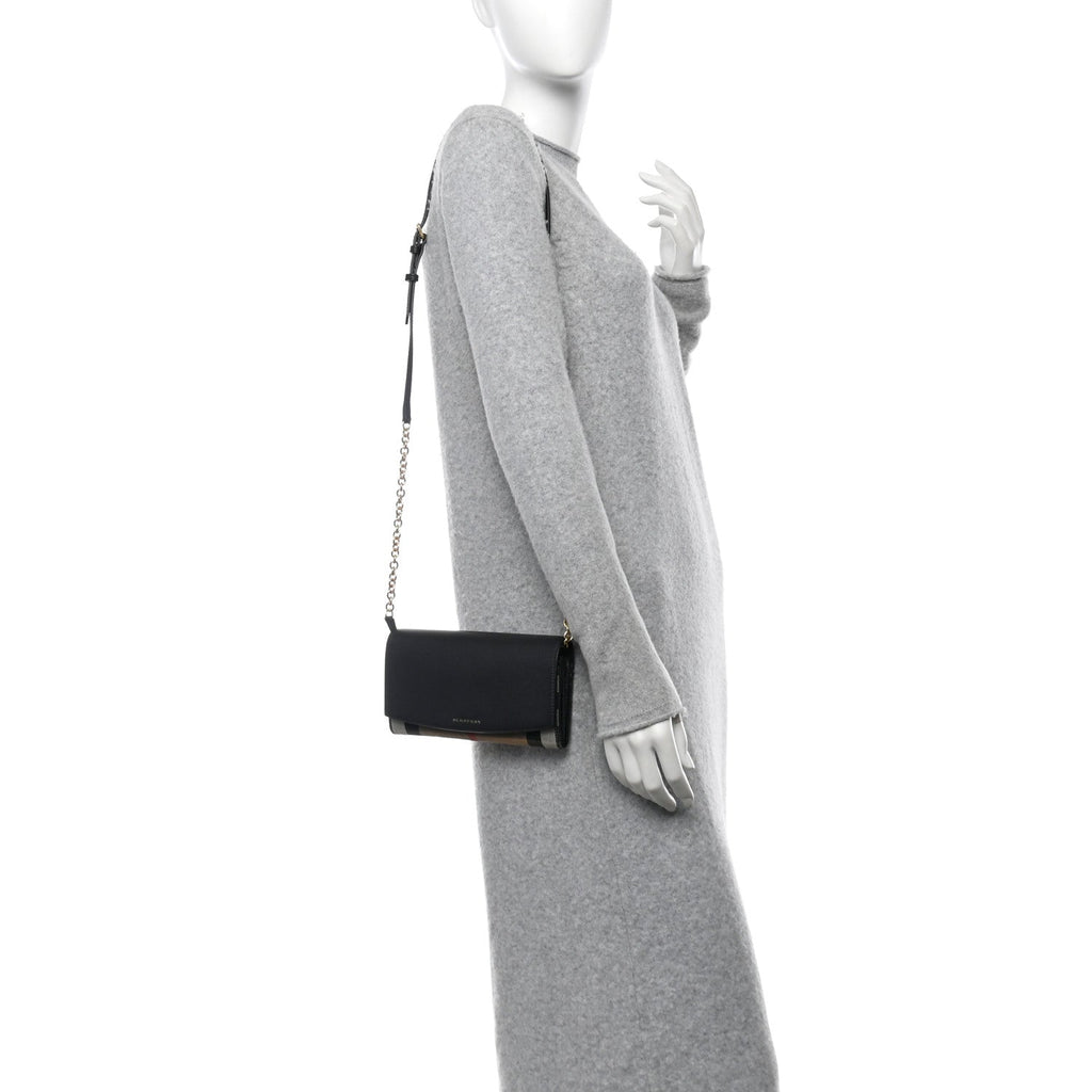 Calfskin House Check Henley Wallet On Chain Black