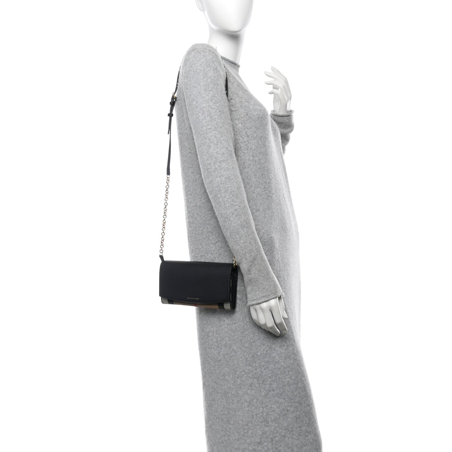 Calfskin House Check Henley Wallet On Chain Black