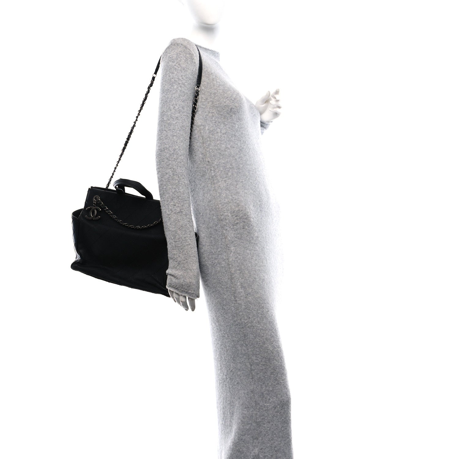 Calfskin CC Pocket Tote Black
