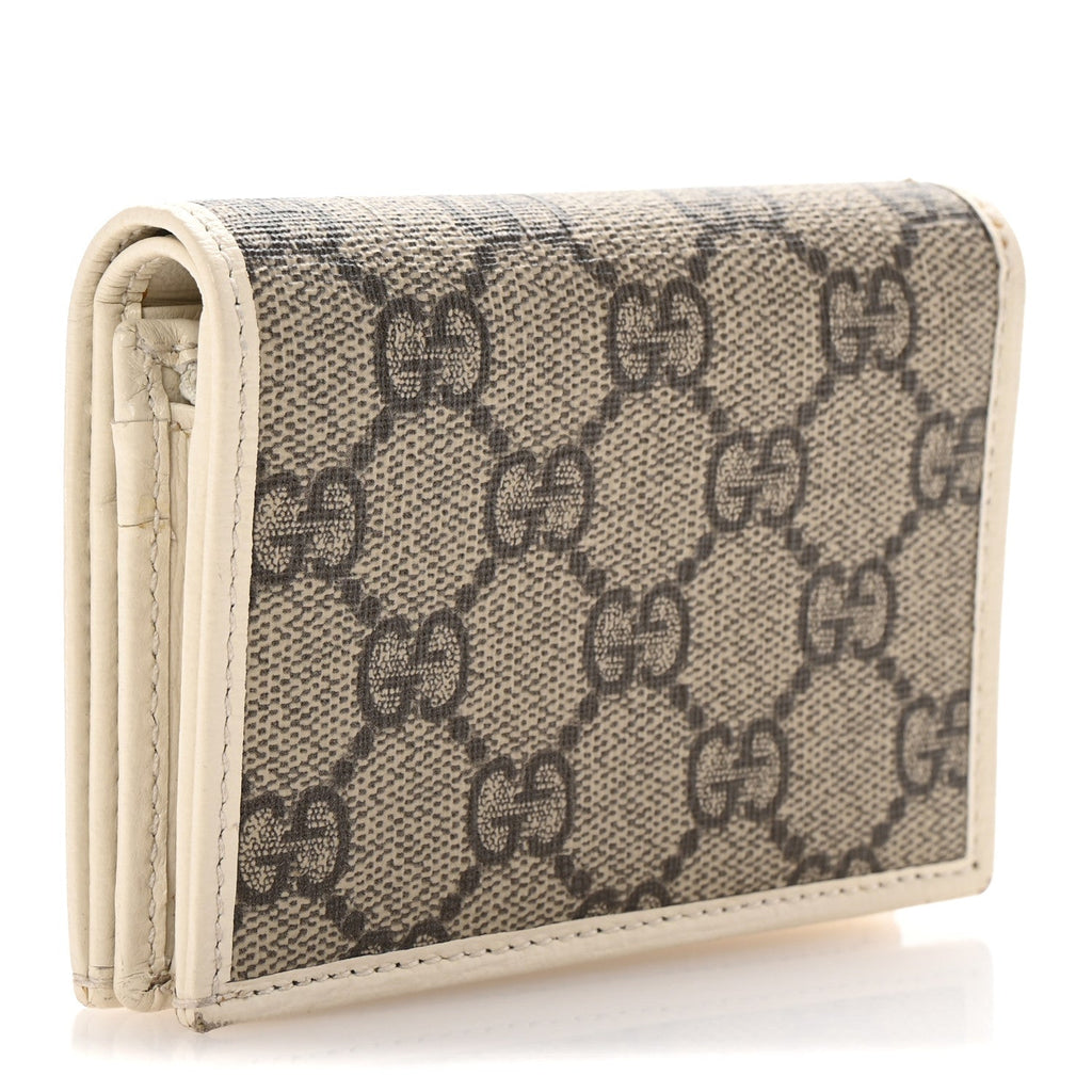 GG Supreme Monogram Azalea Calfskin Horsebit 1955  Case Wallet Beige Ebony Mystic White