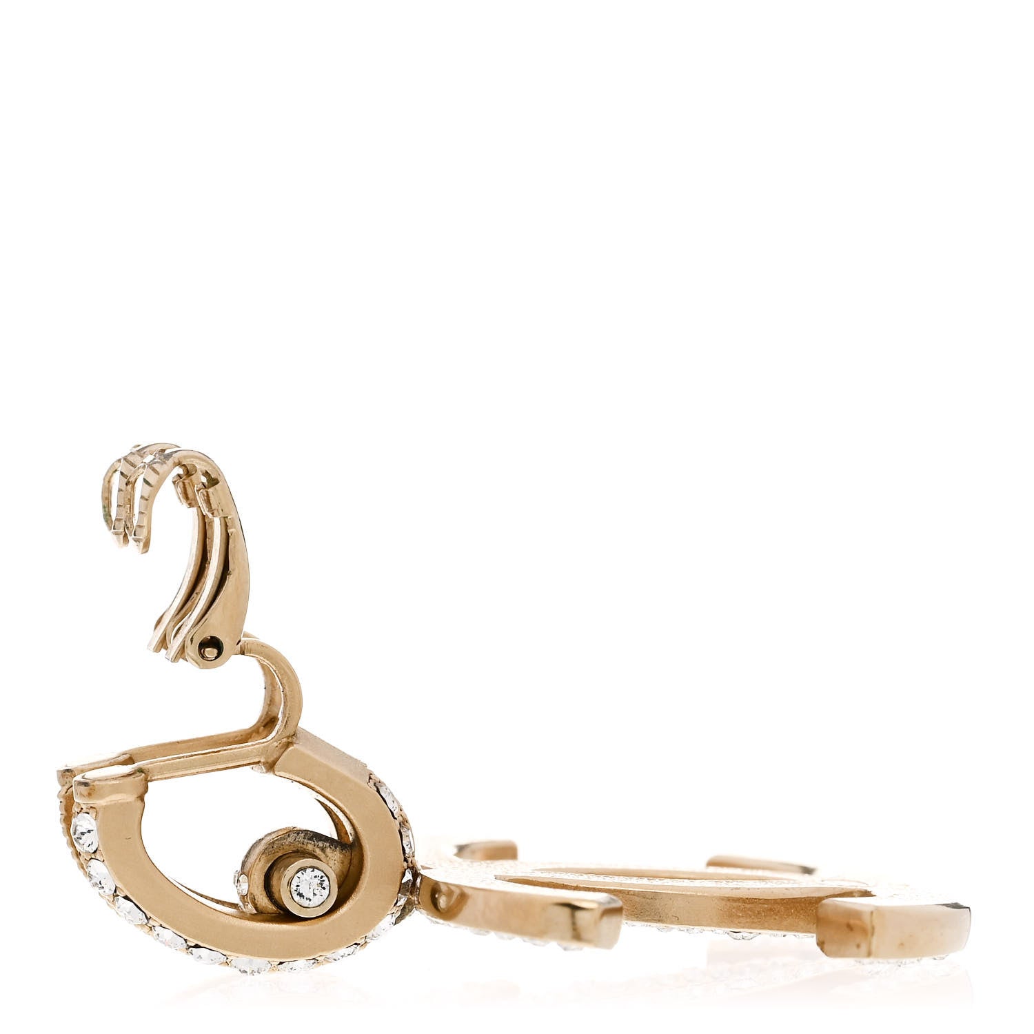 Crystal CC Single Clip On Earring Gold