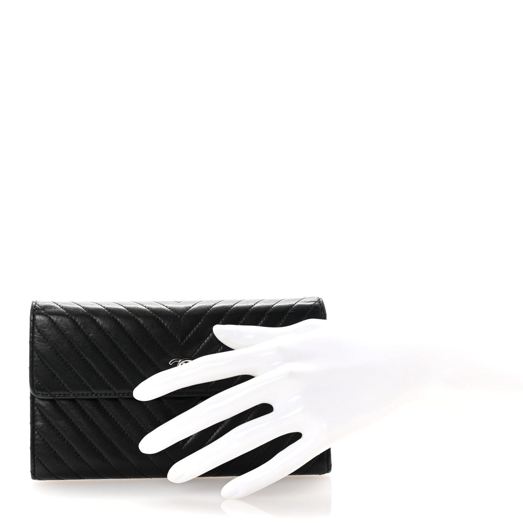 Cafskin Chevron Quilted Flap Wallet Black