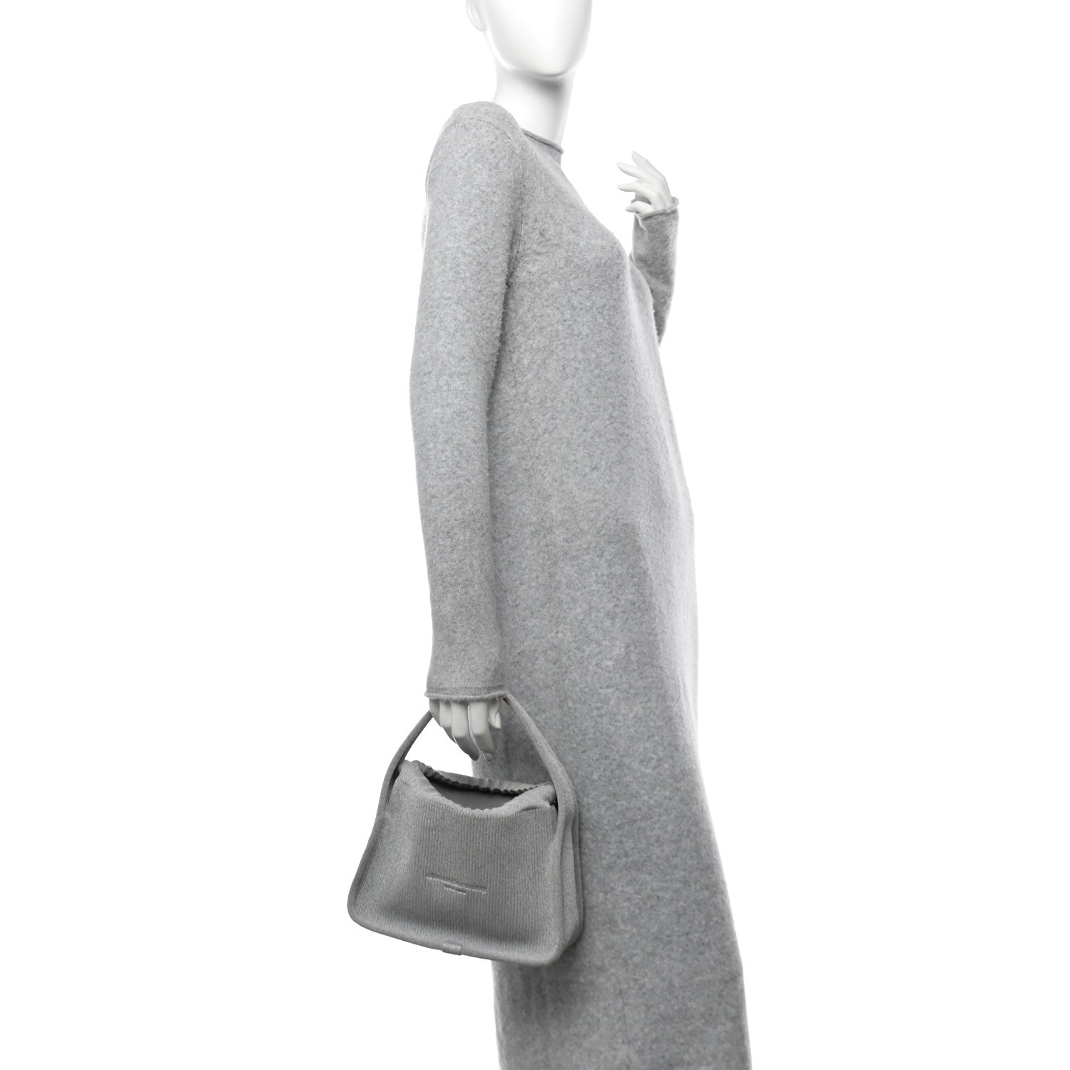 Metallic Ribbed Knit Small Ryan Bag Silver