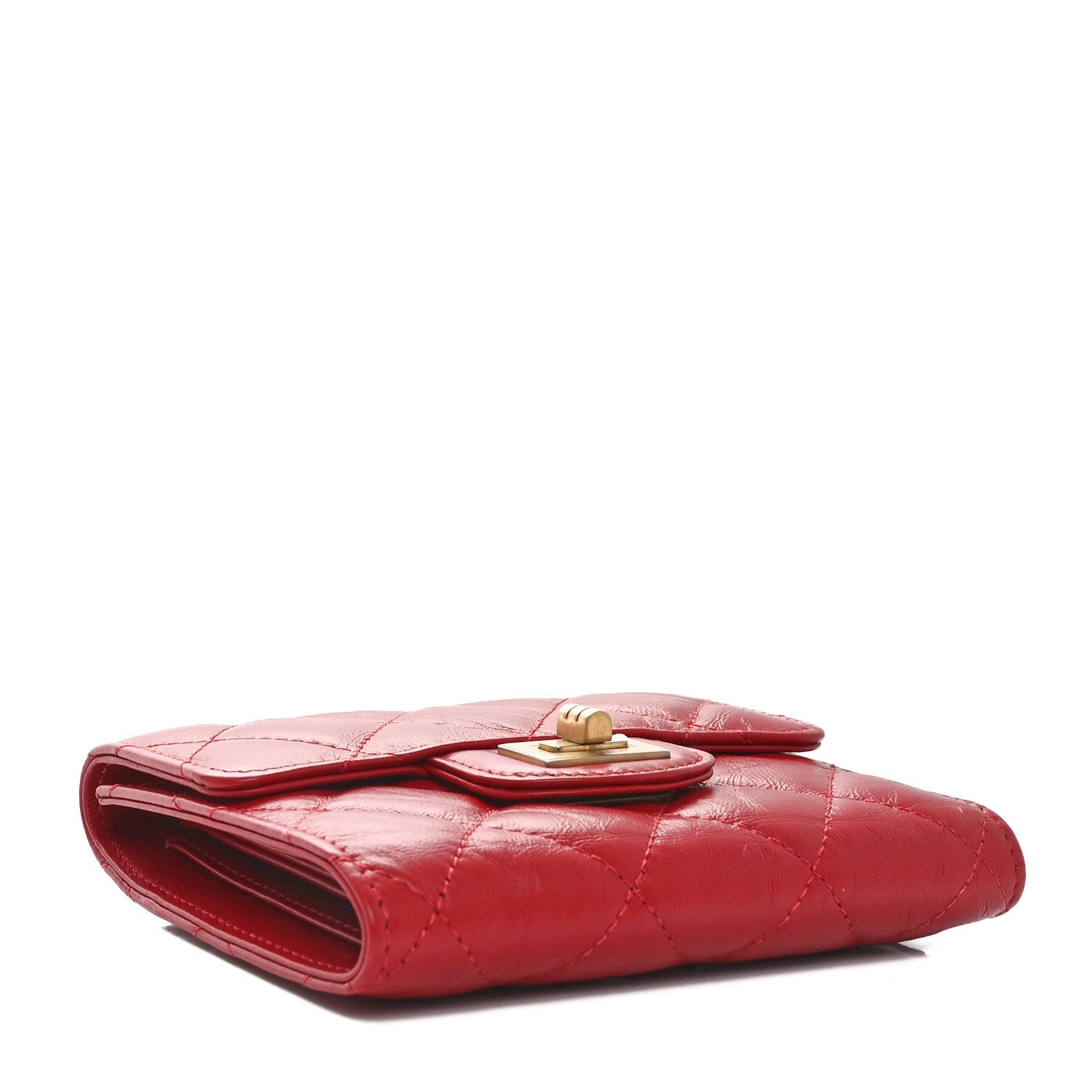 Aged Calfskin Quilted Reissue Compact Wallet Red