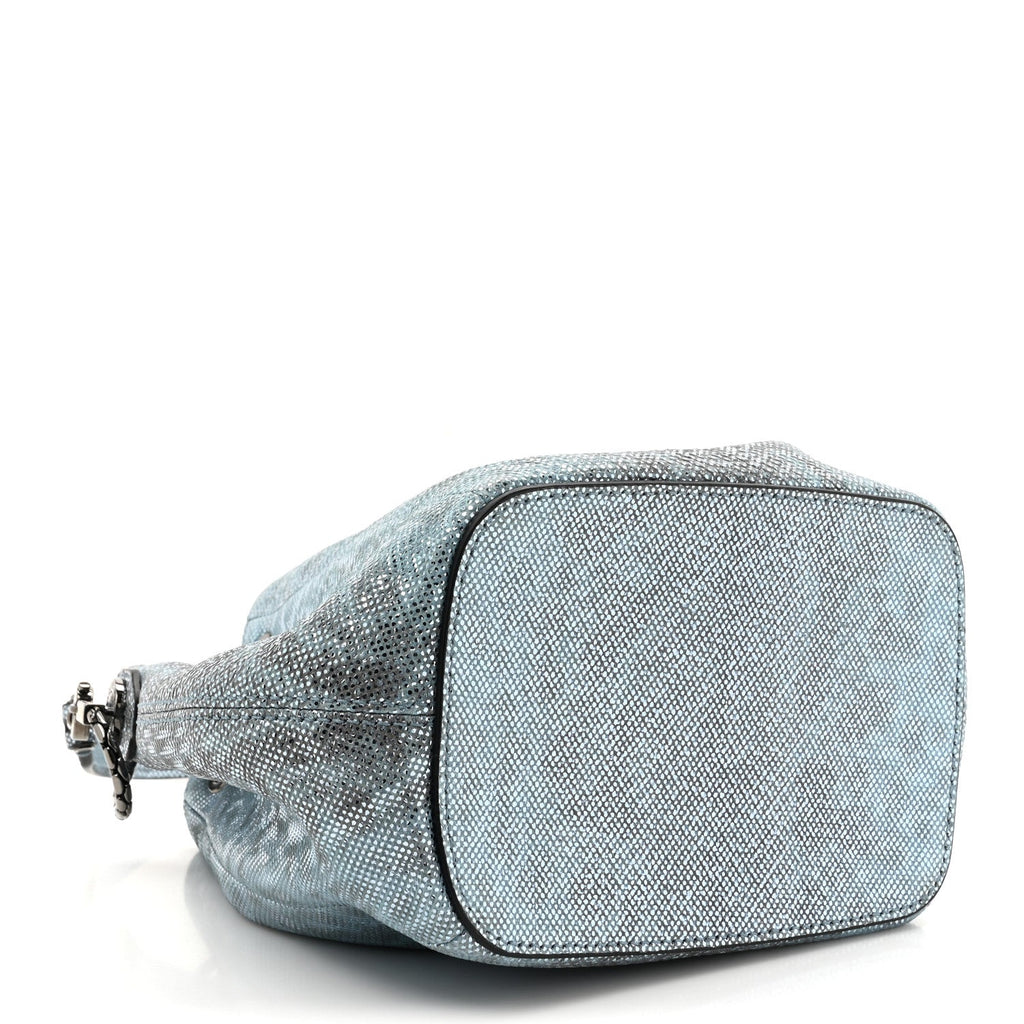 Metallic Karung Serpenti Forever Bucket Bag Blue